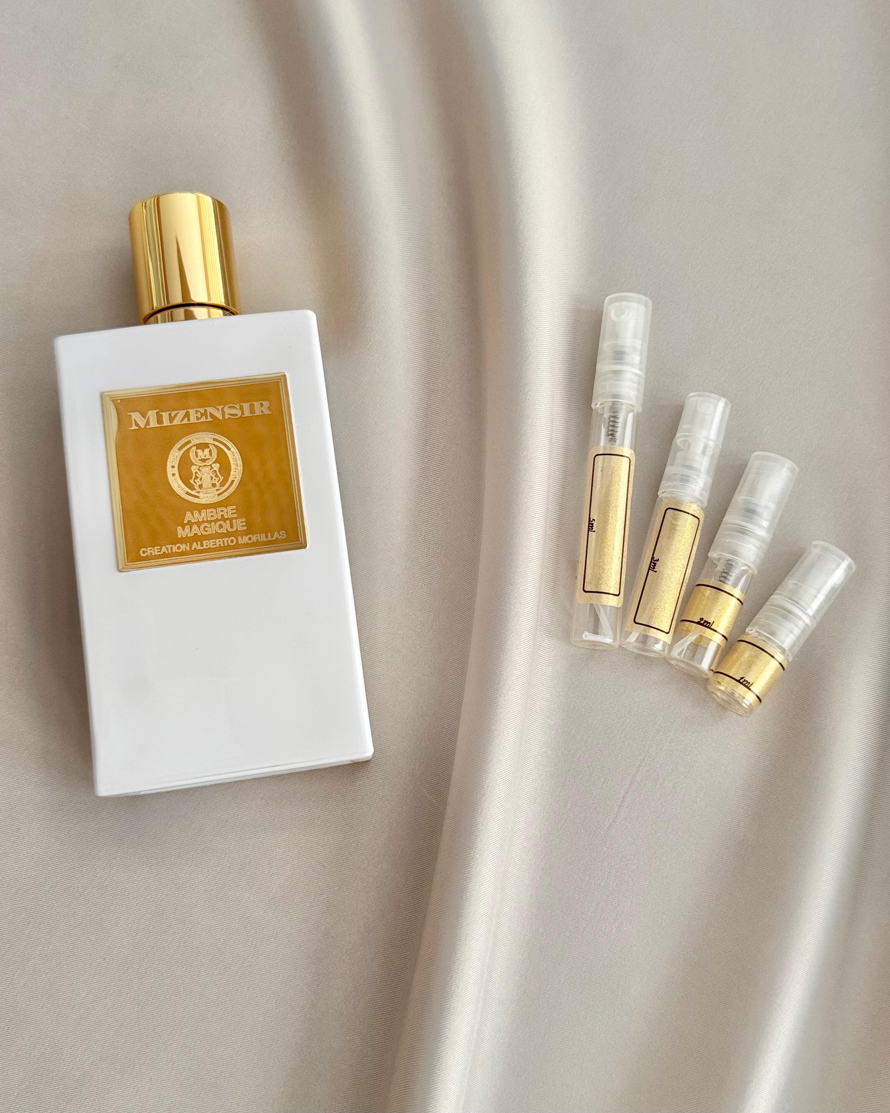 Mizensir Ambre Magique with sample bottles
