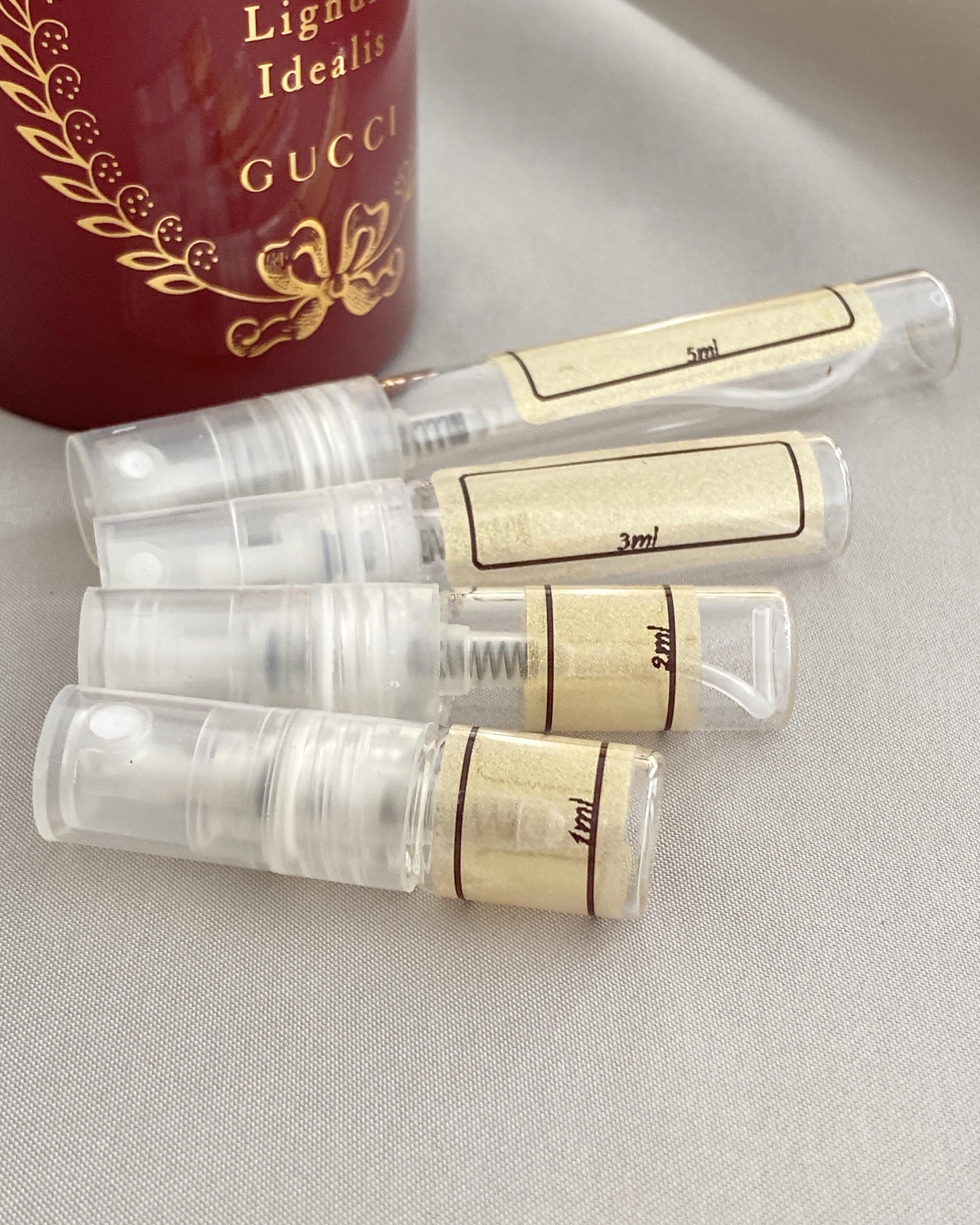 Gucci Lignum Idealis and sample bottles
