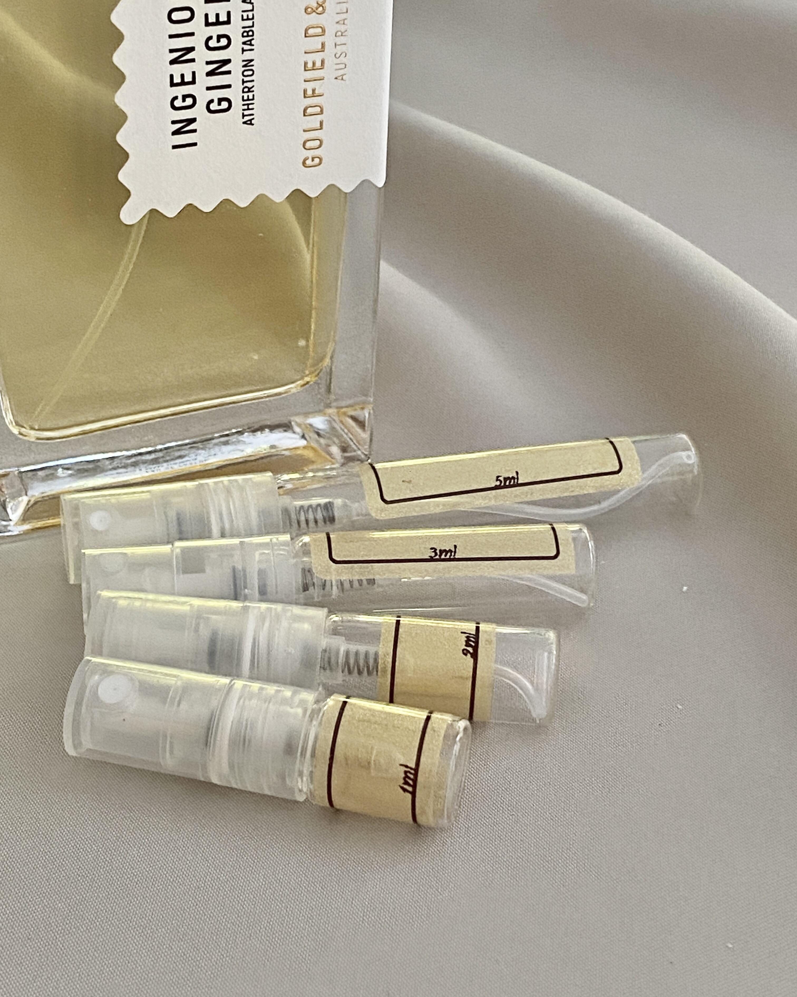Goldfield & Banks Ingenious Ginger and sample bottles