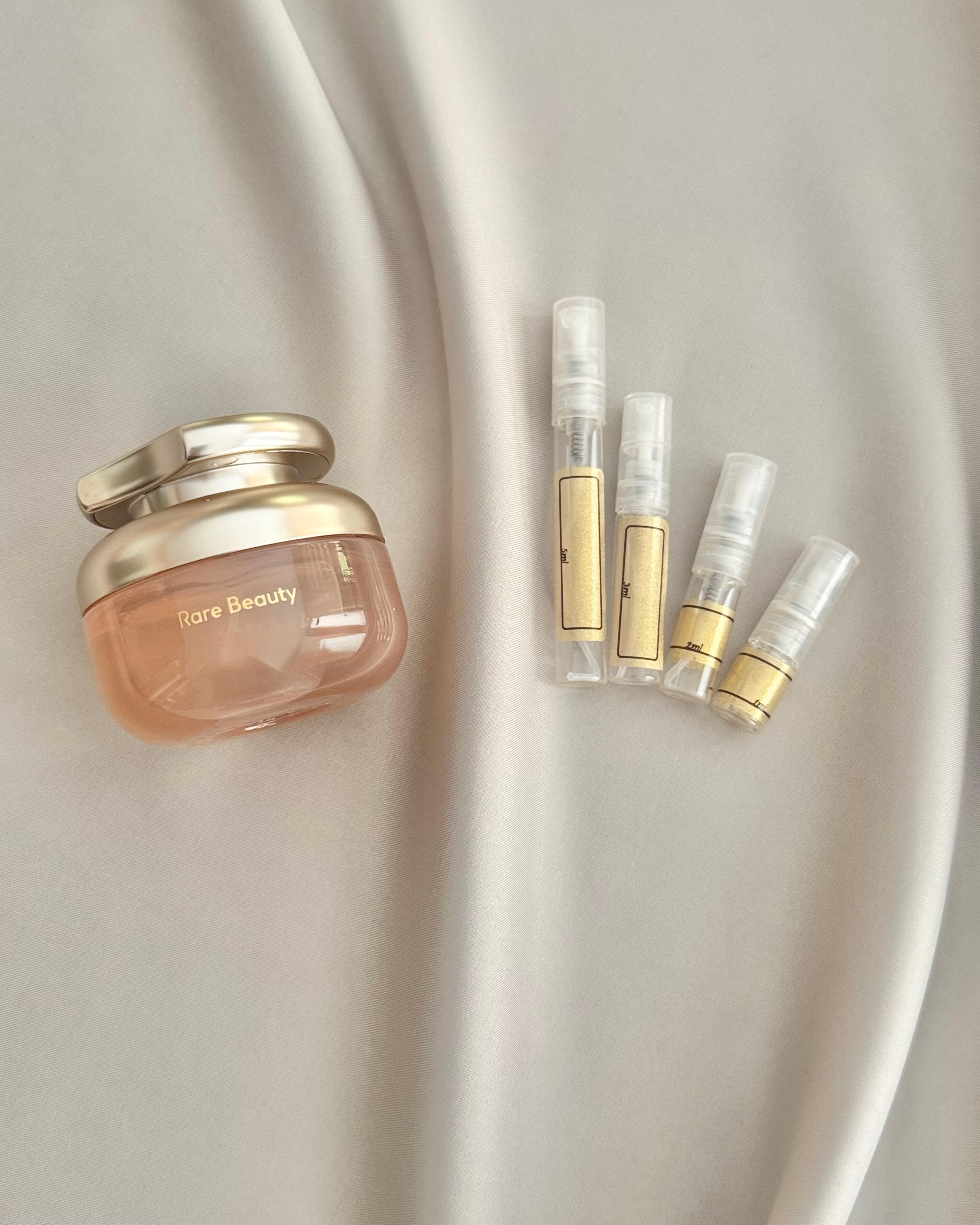 Rare Beauty Rare EDP and sample bottles