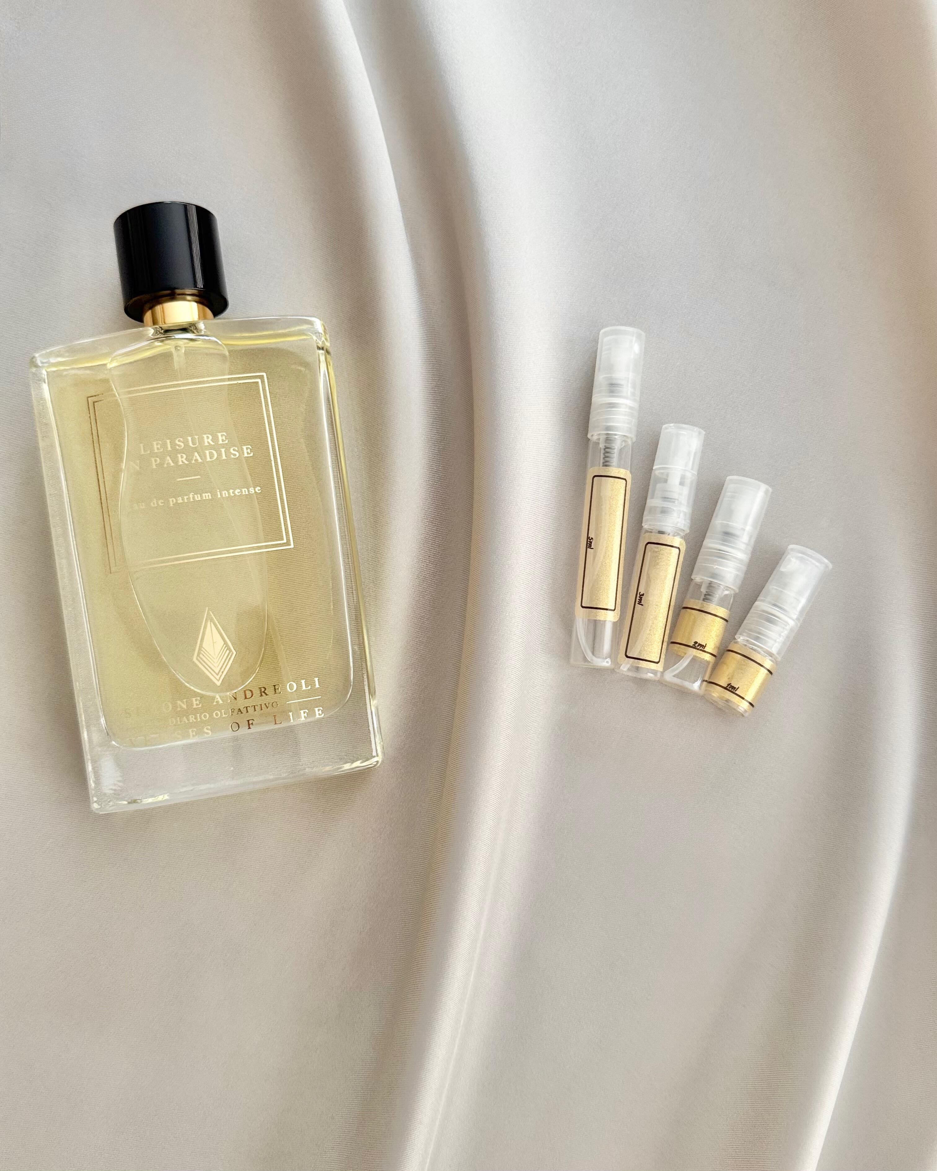 Simone Andreoli Leisure in Paradise with sample bottles