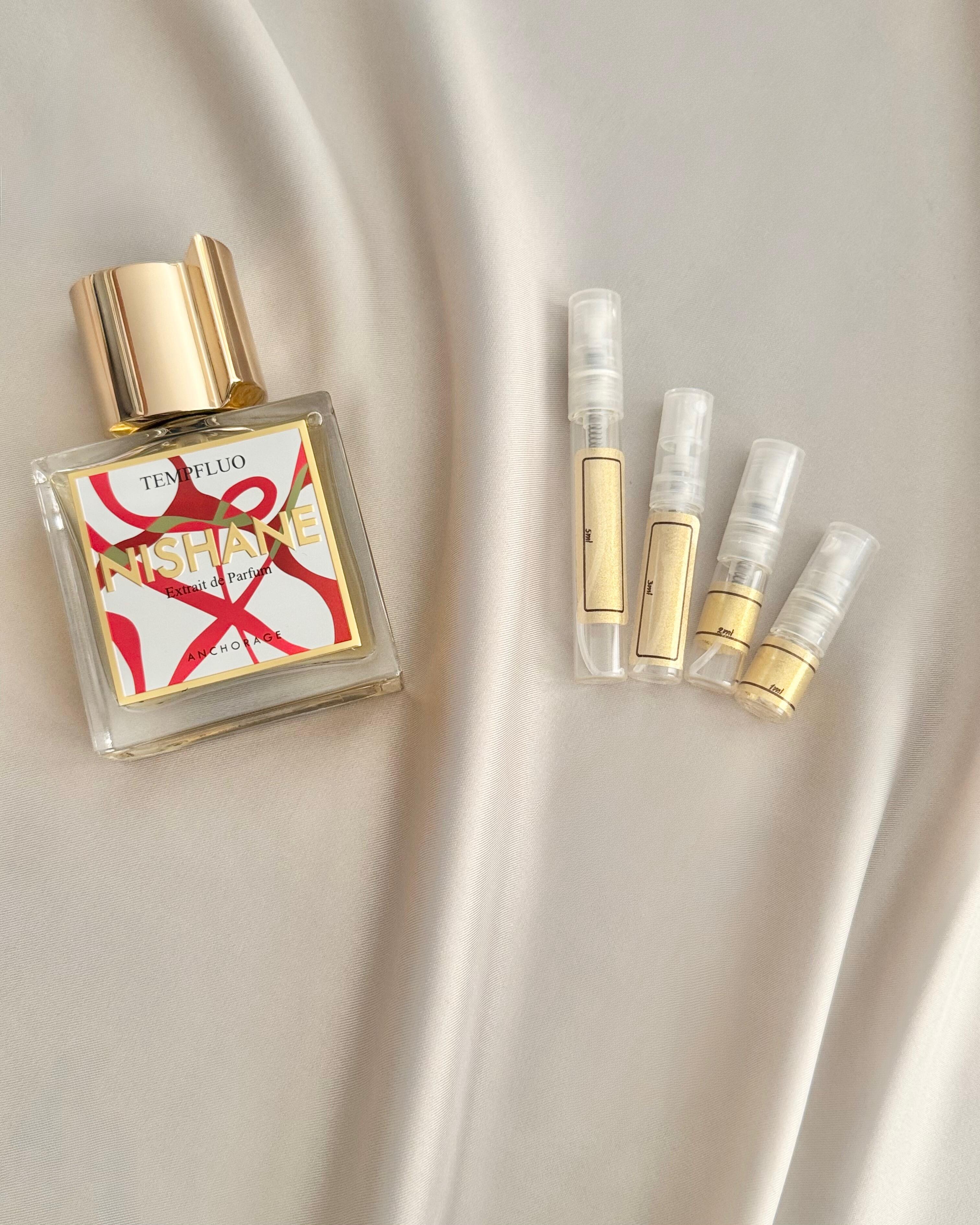Nishane Tempfluo with sample bottles