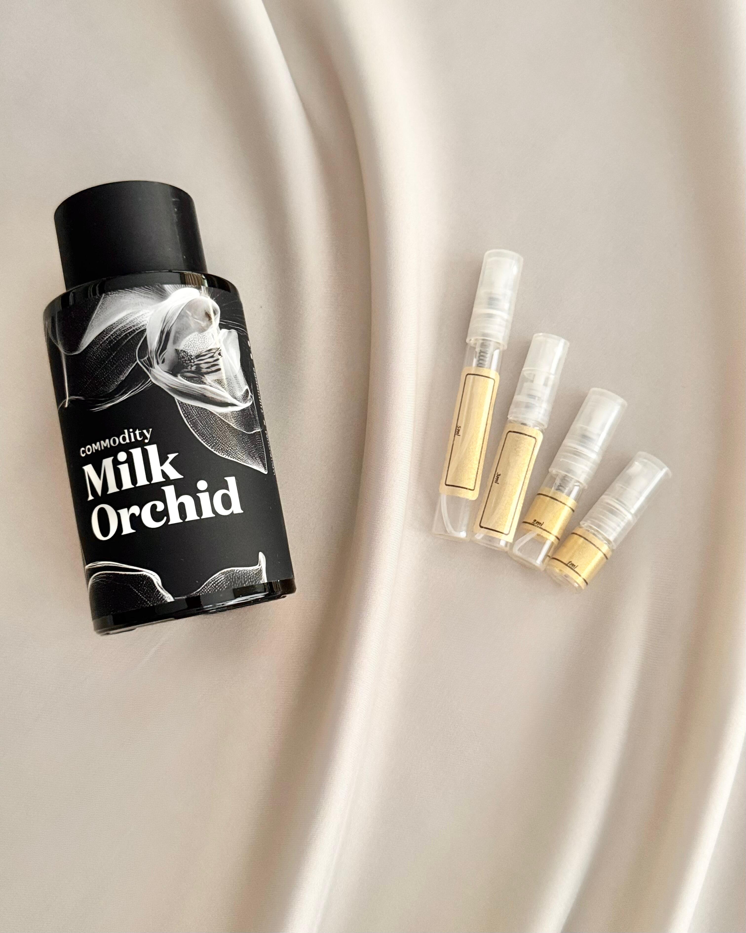 Commodity Milk Orchid with sample bottles