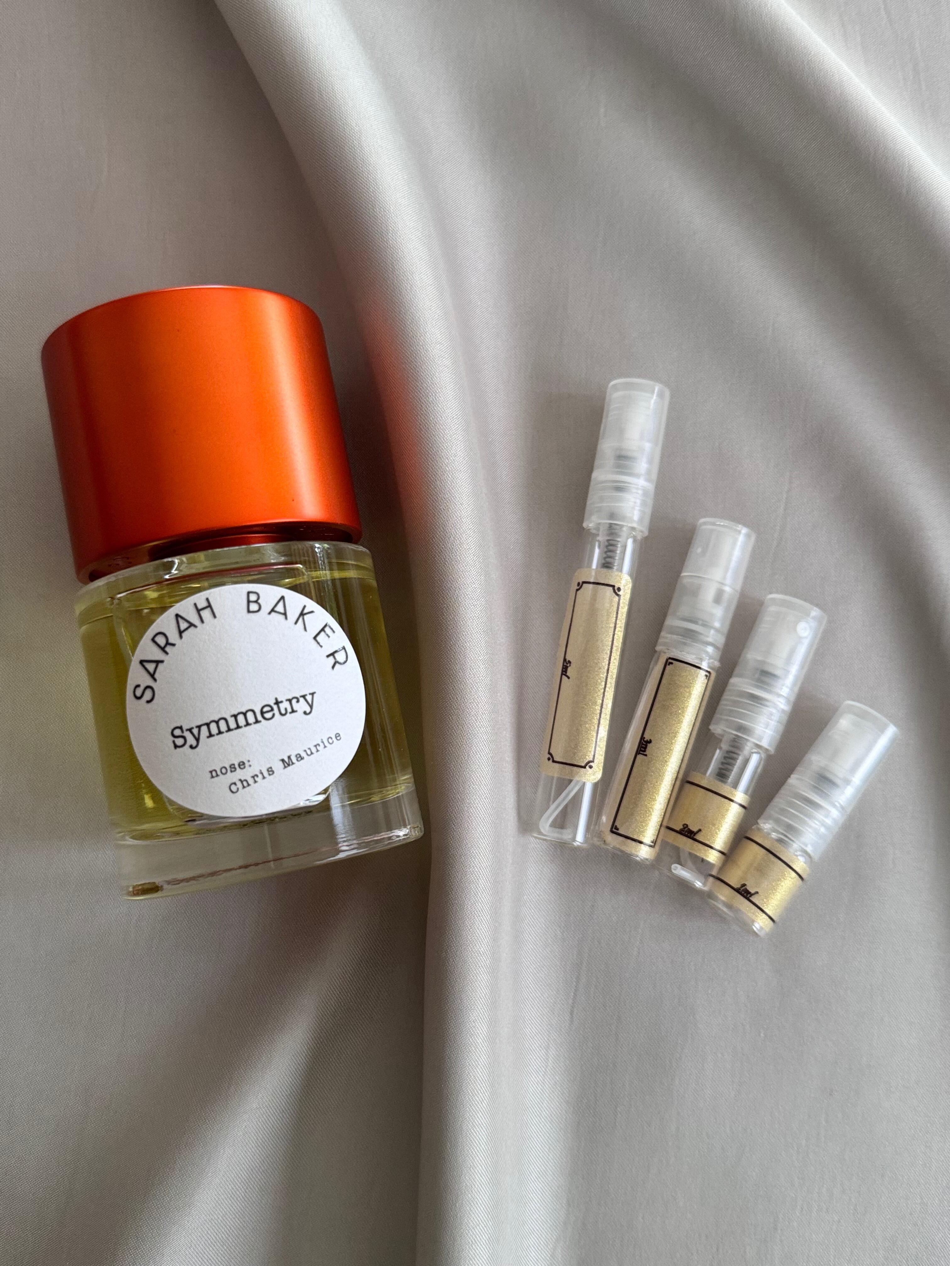 Sarah Baker Symmetry perfume with sample bottles