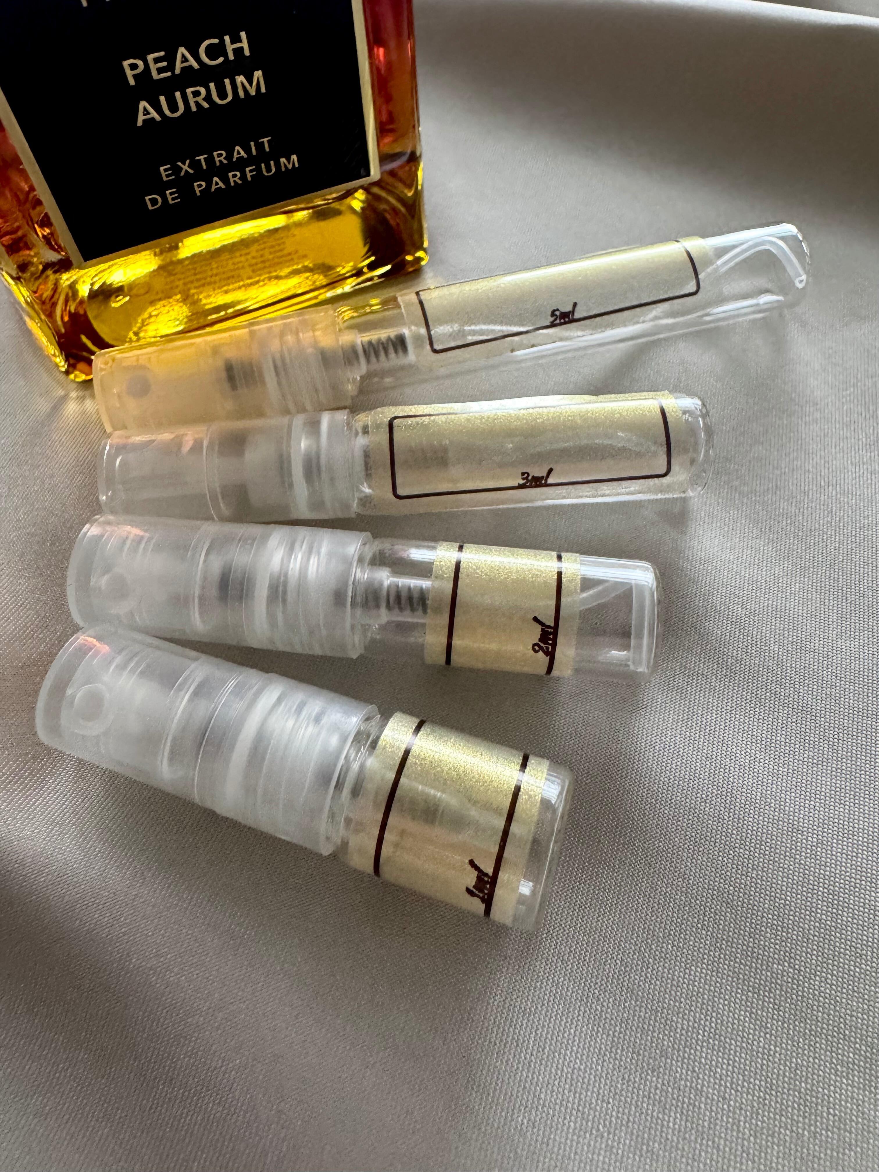 Navitus Parfums Peach Aurum perfume with sample bottles