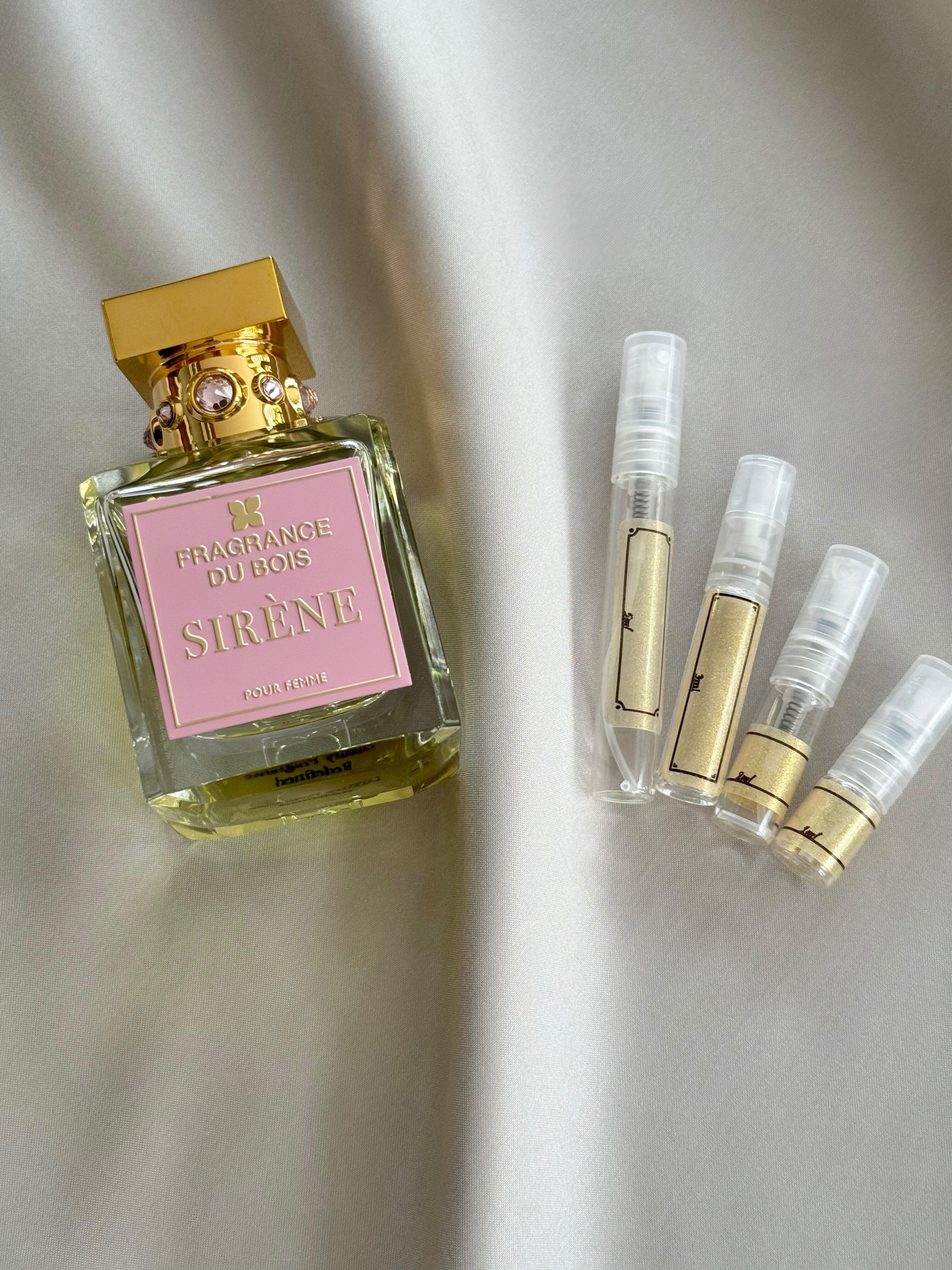 Fragrance Du Bois Sirene perfume and sample bottles