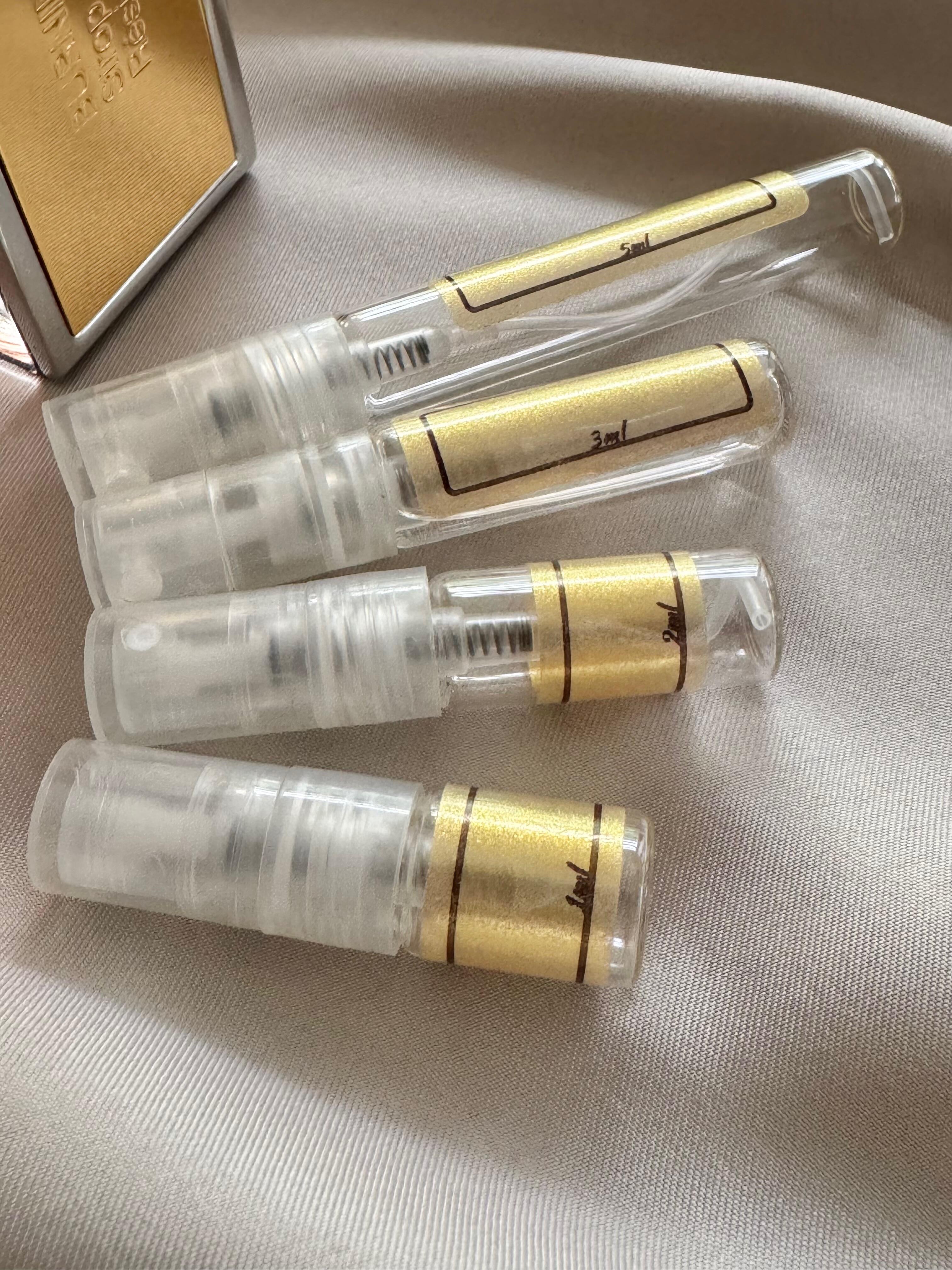 Rabanne Burning Leather and sample bottles