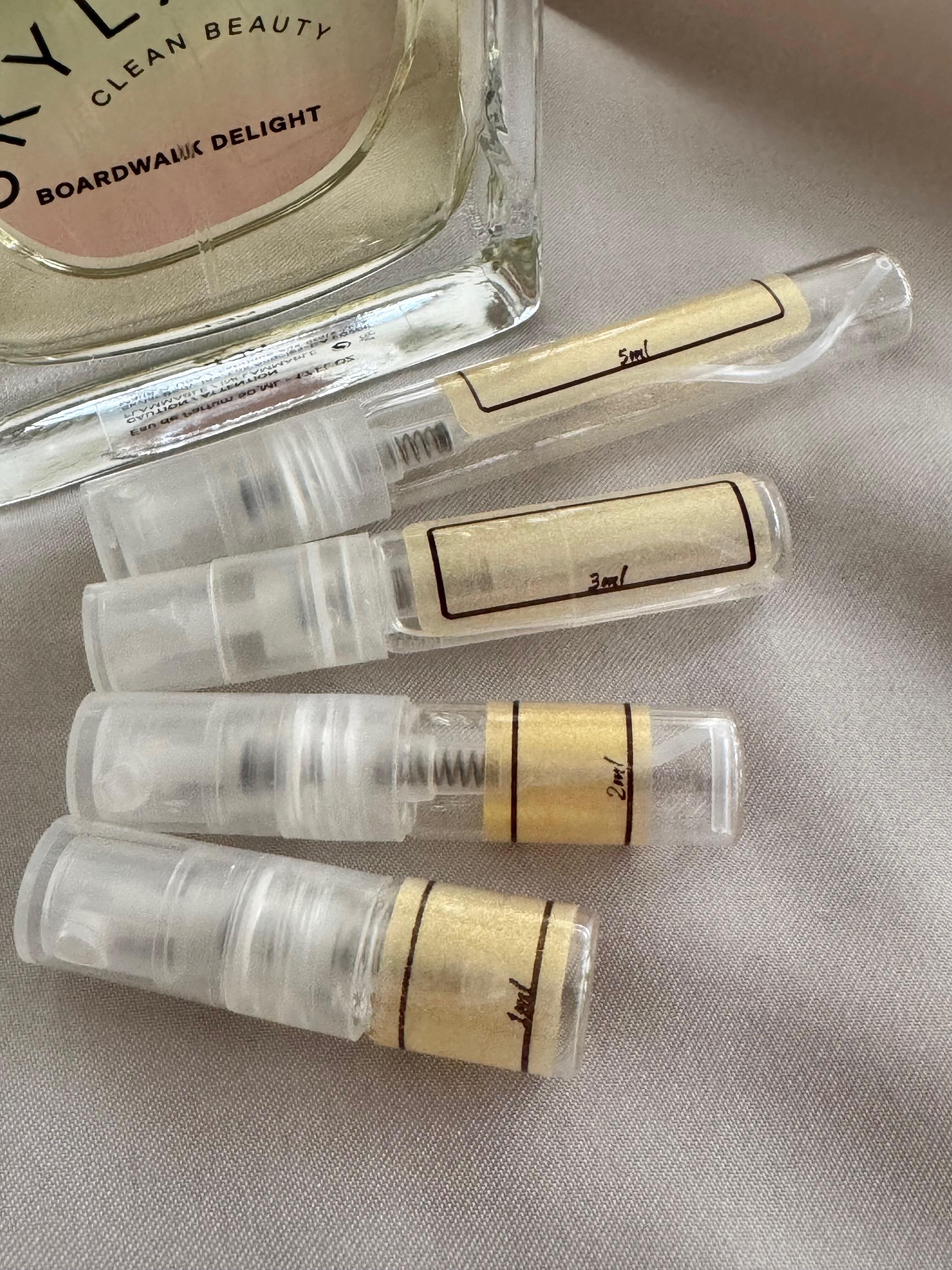 Skylar Boardwalk Delight and sample bottles