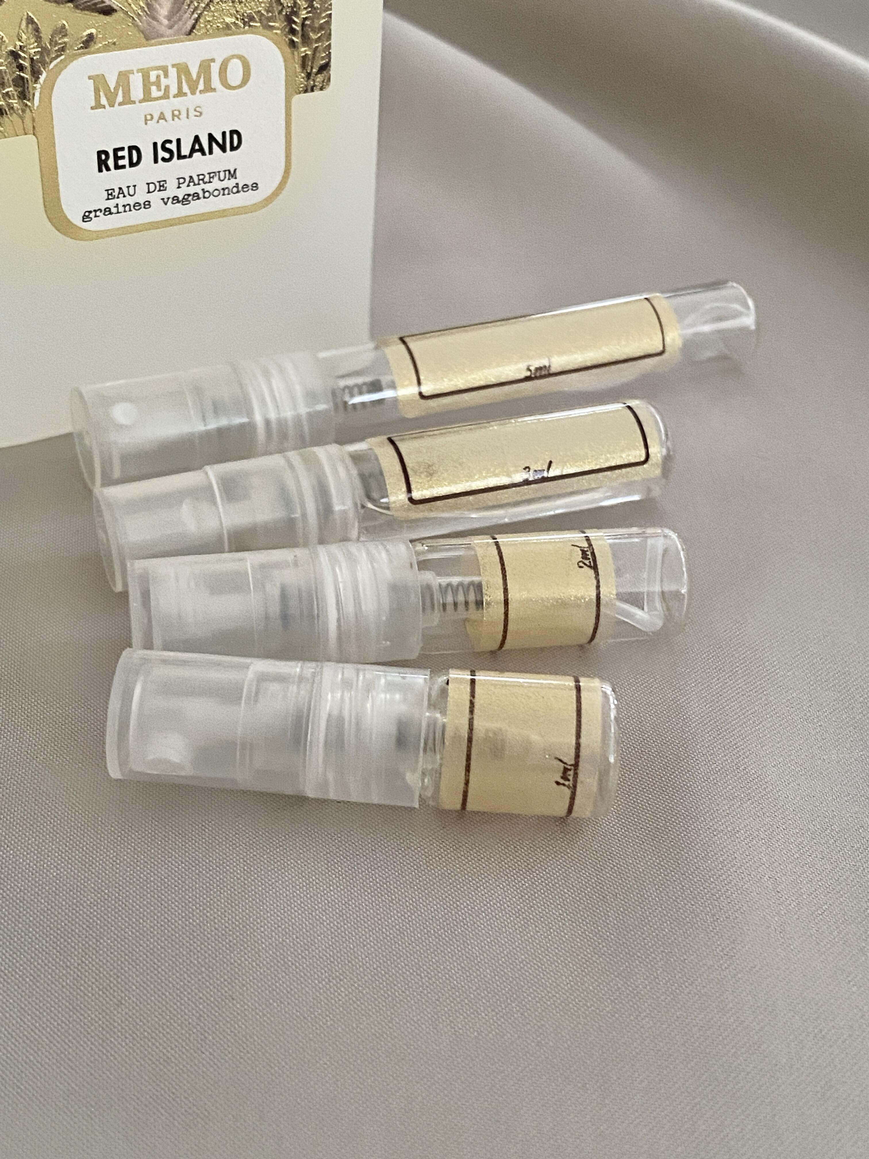 Memo Paris Red Island and sample bottles