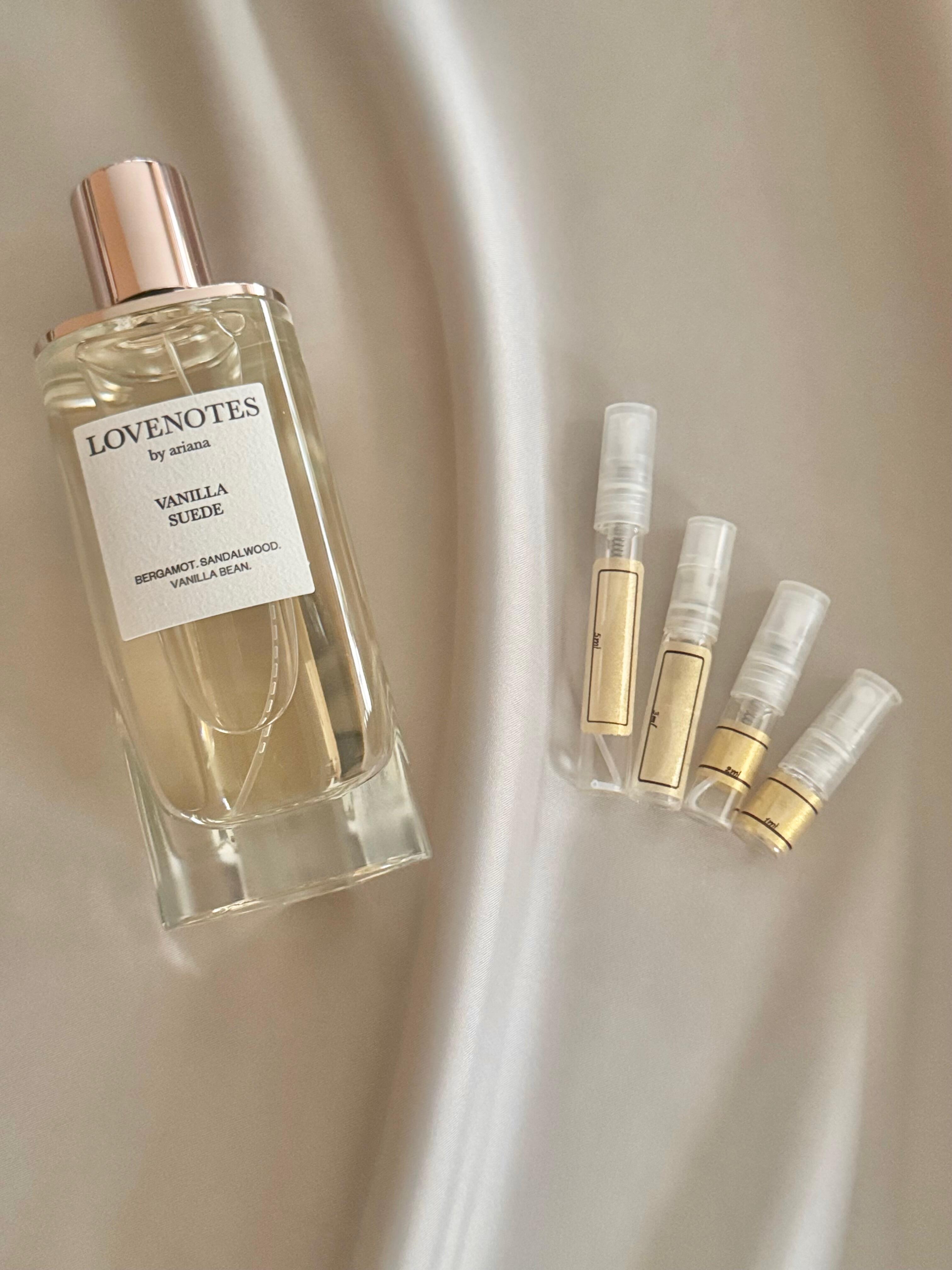 Ariana Grande Vanilla Suede perfume with sample bottles