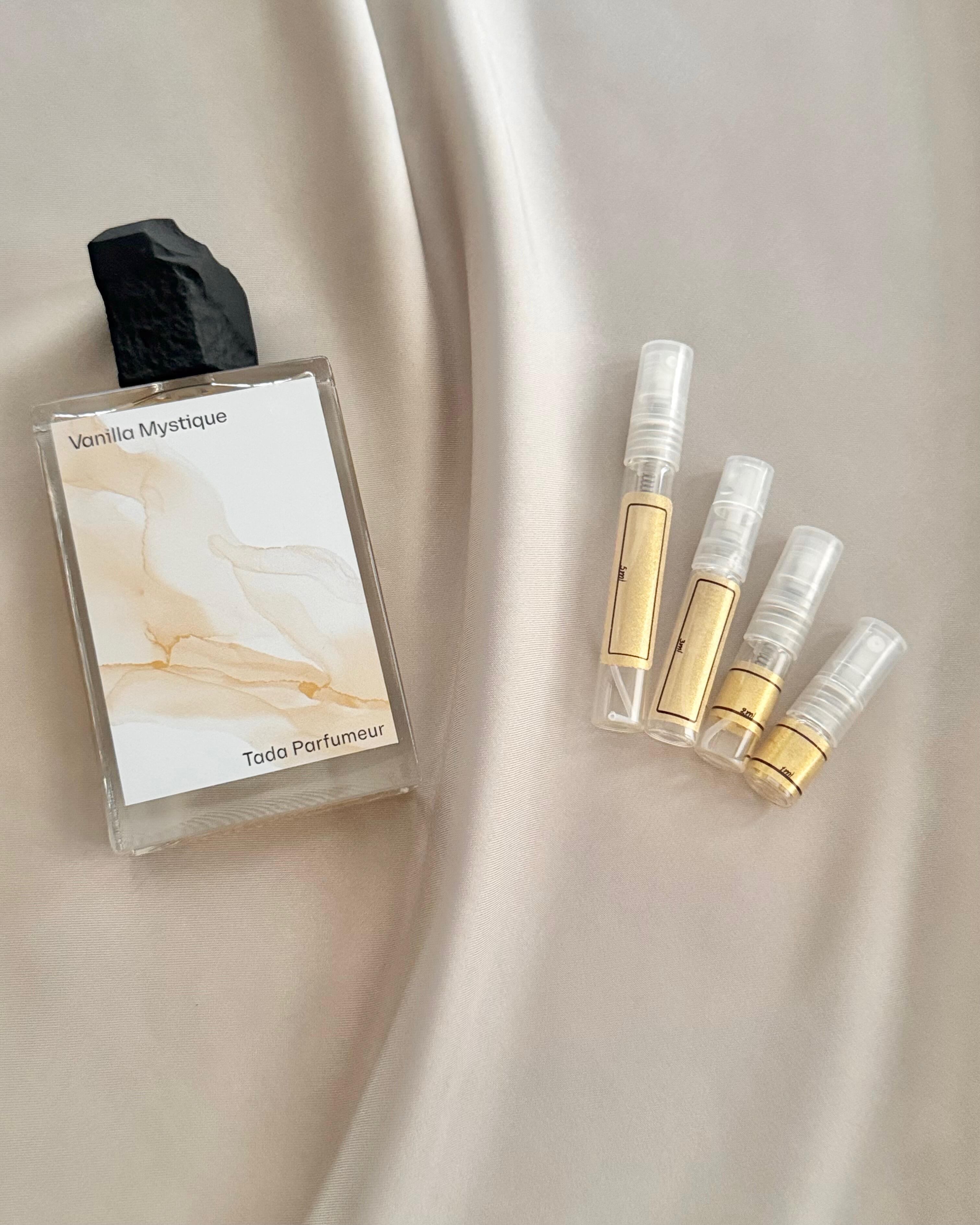 Tada Parfumeur Vanilla Mystique with sample bottles