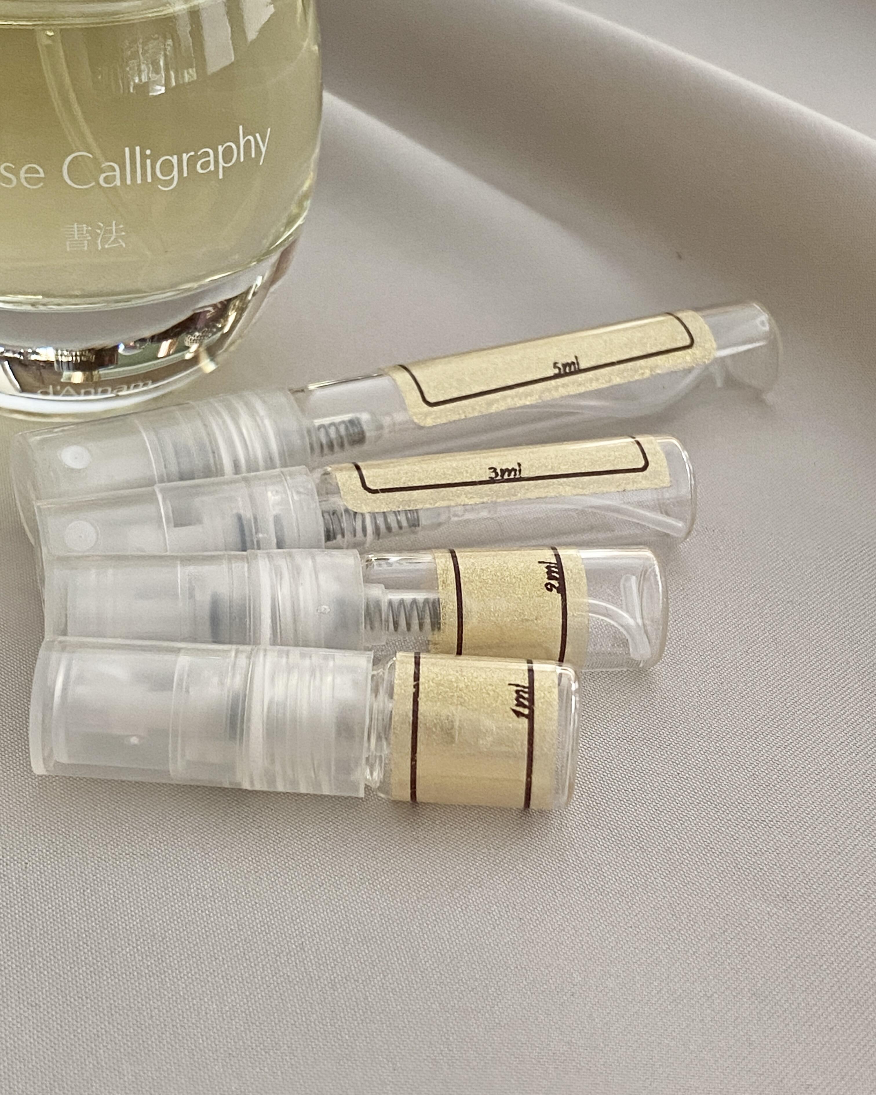d'Annam Chinese Calligraphy and sample bottles
