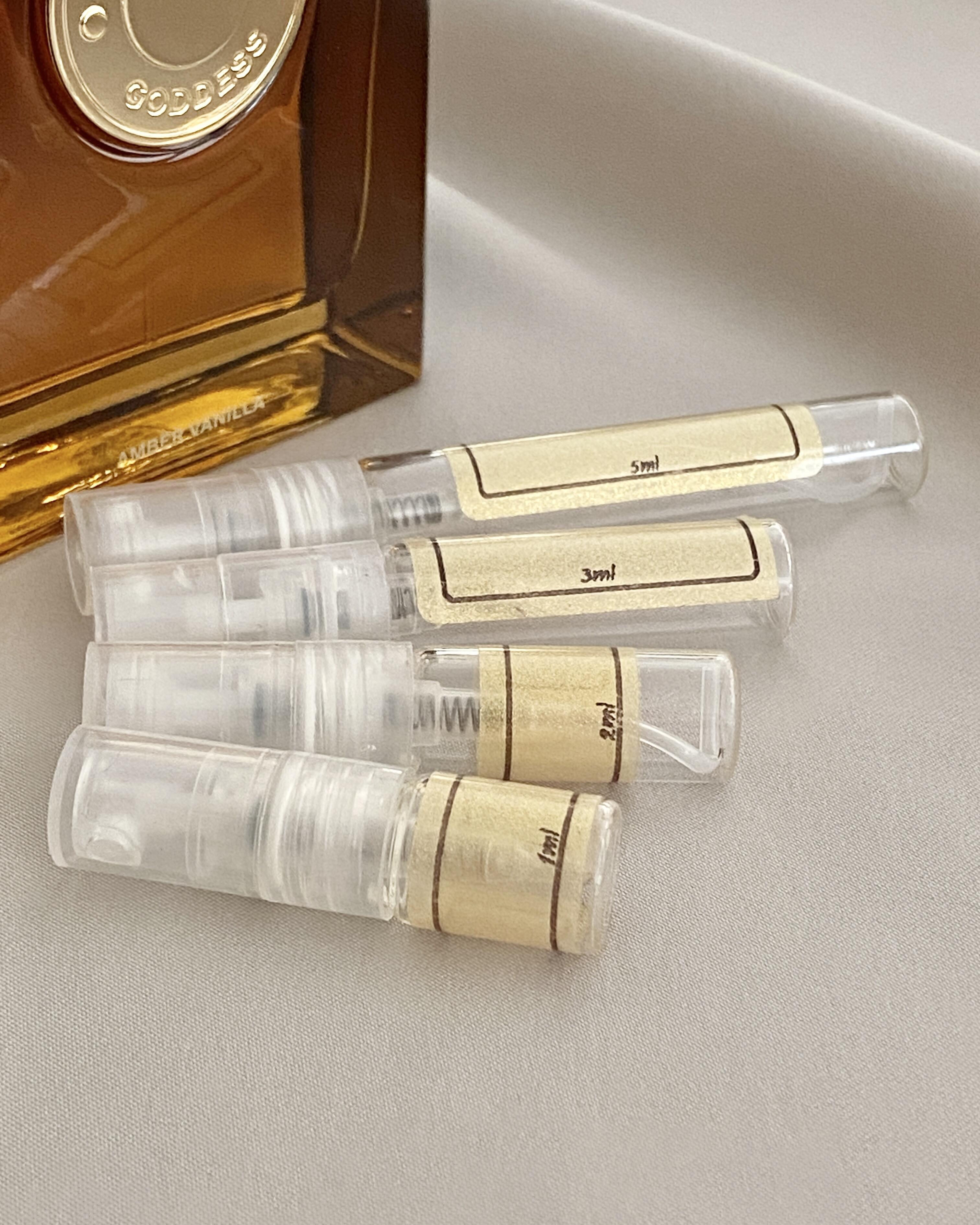 Burberry Goddess Amber Vanilla and sample bottles
