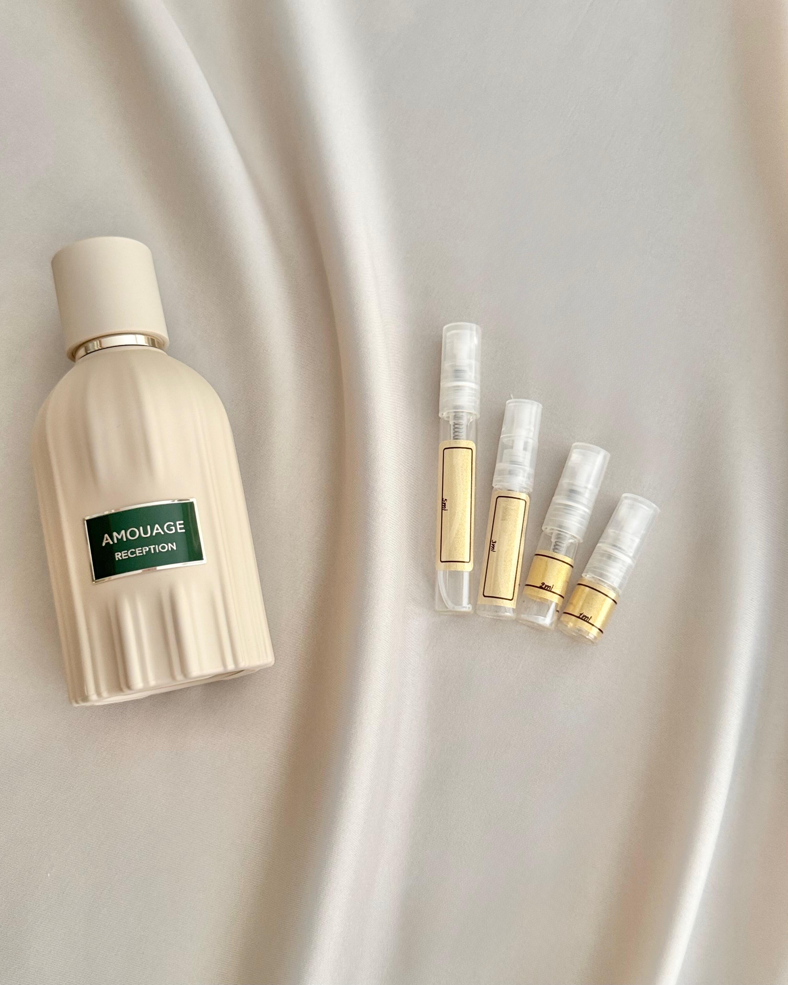 Amouage Reception with sample bottles