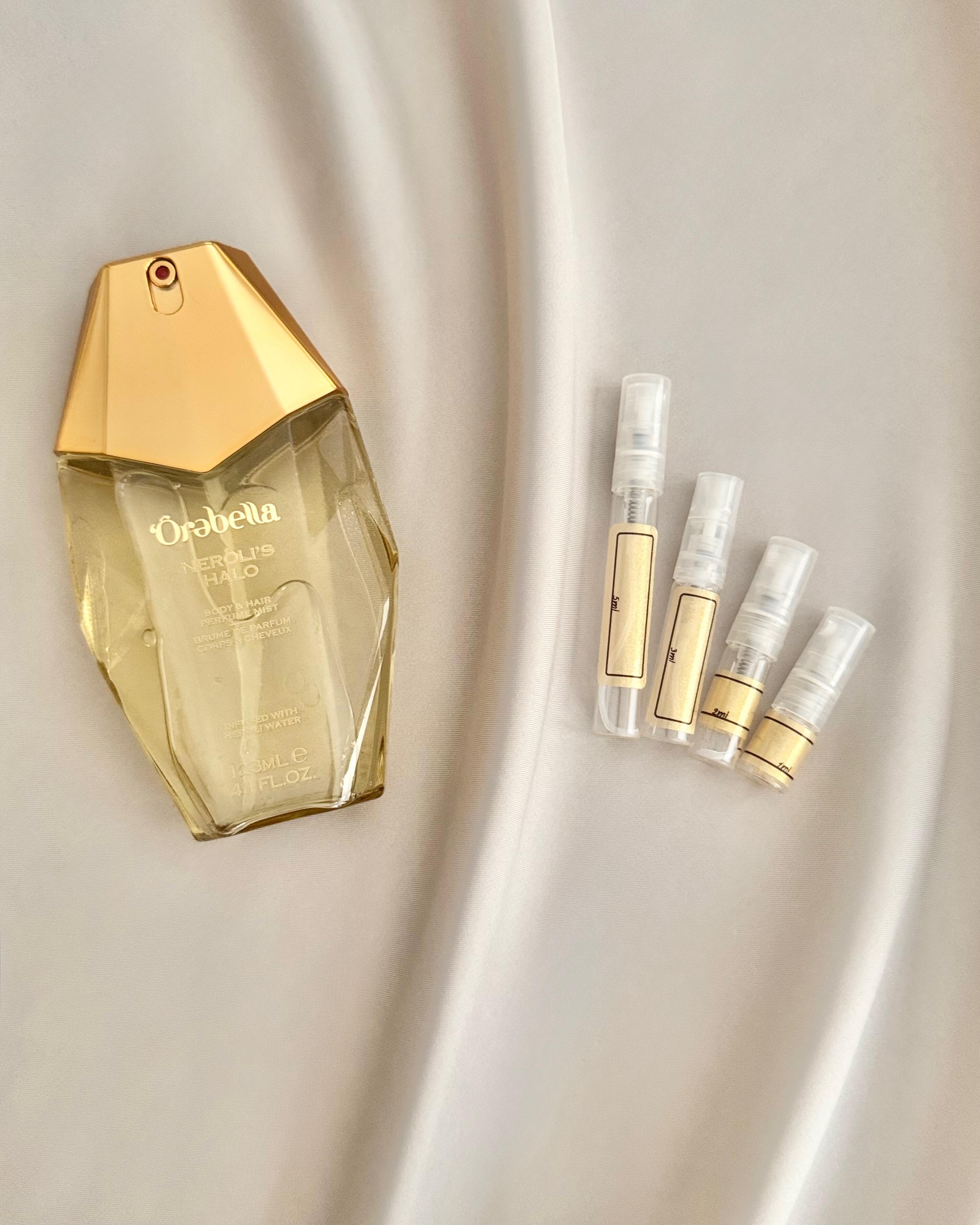 Orebella Neroli's Halo Body Mist with sample bottles