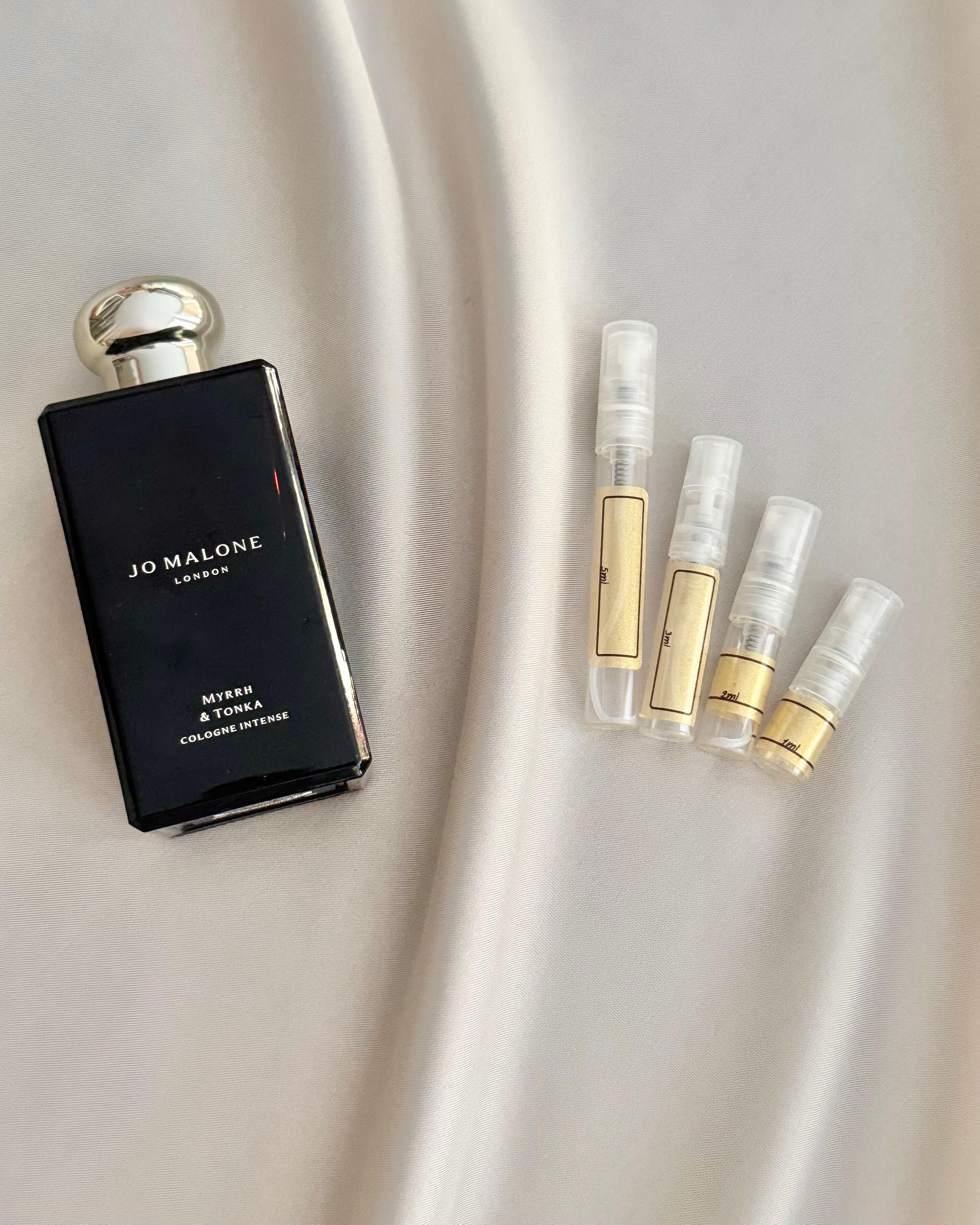 Jo Malone London Myrrh & Tonka with sample bottles