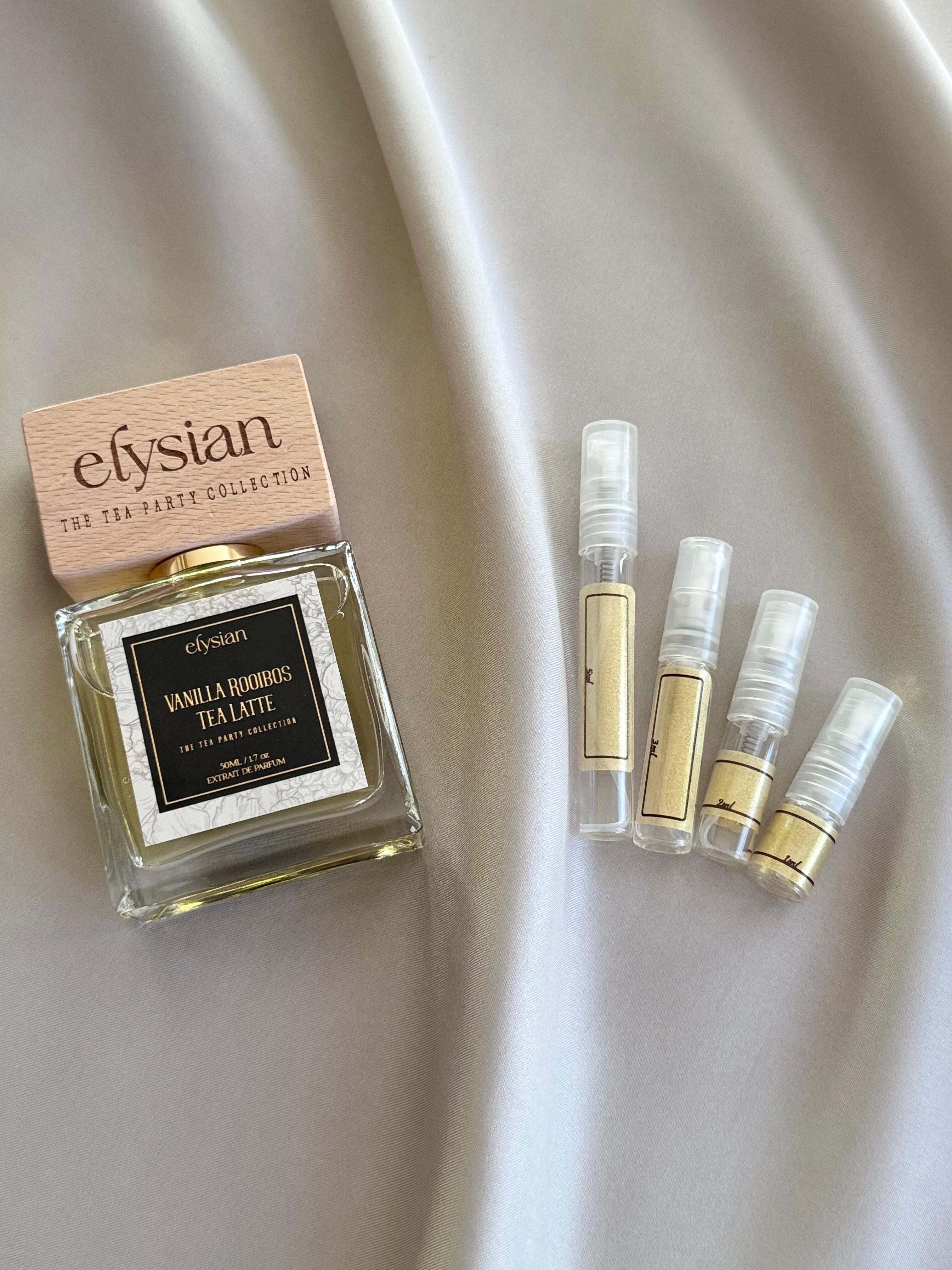 Elysian Vanilla Rooibos Tea Latte with sample bottles