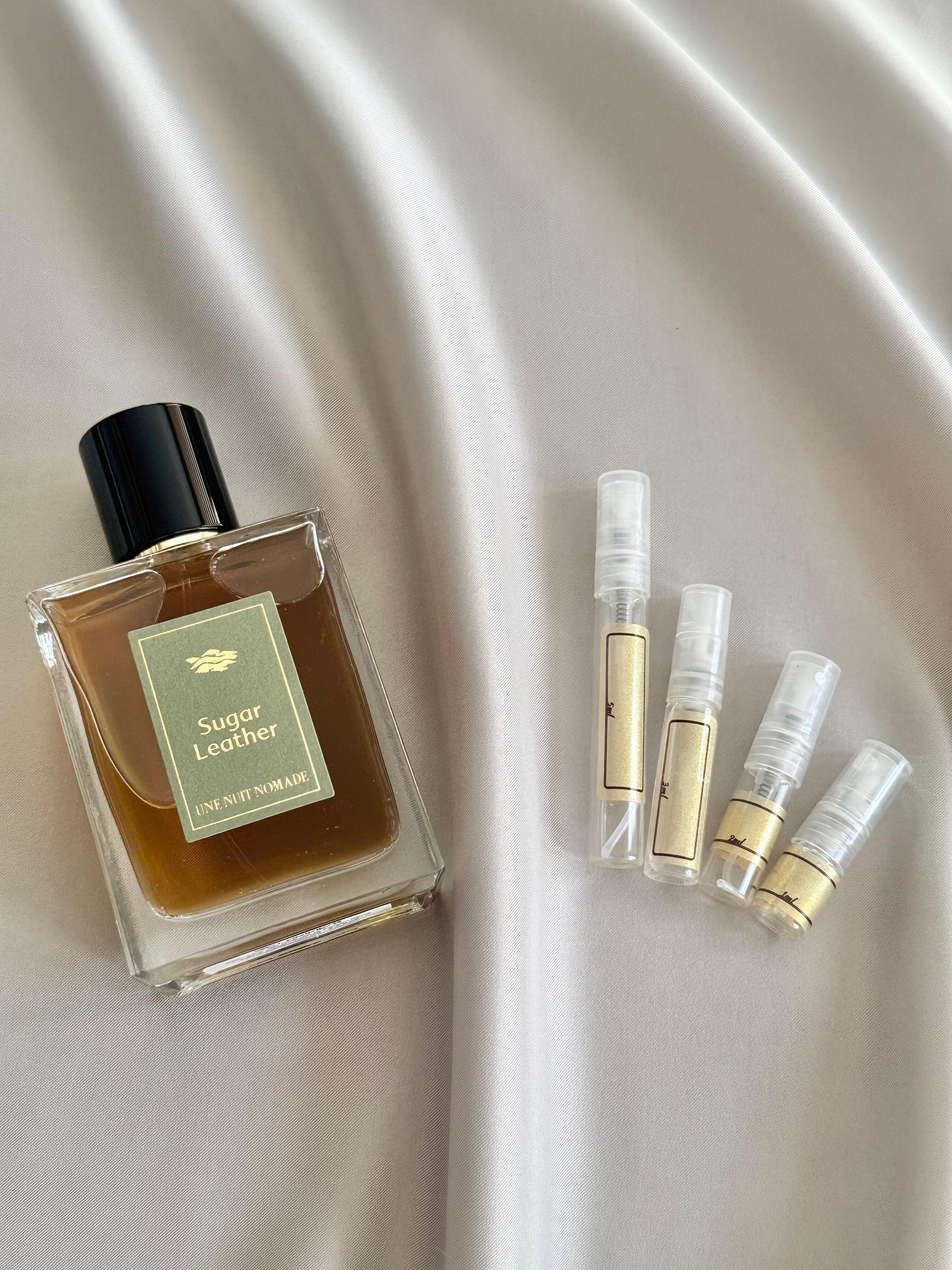 Une Nuit Nomade Sugar Leather with sample bottles