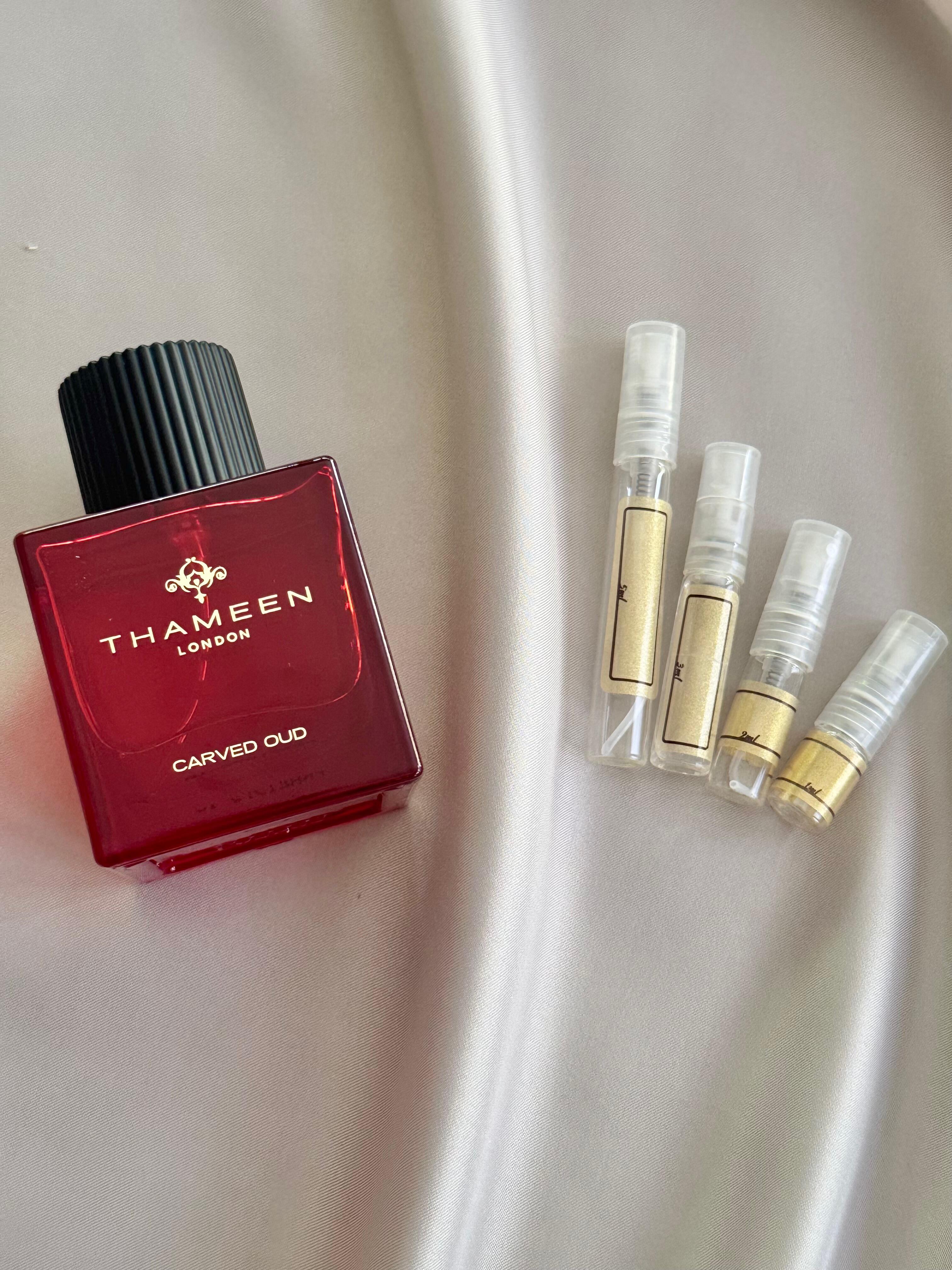 Thameen Carved Oud with sample bottles