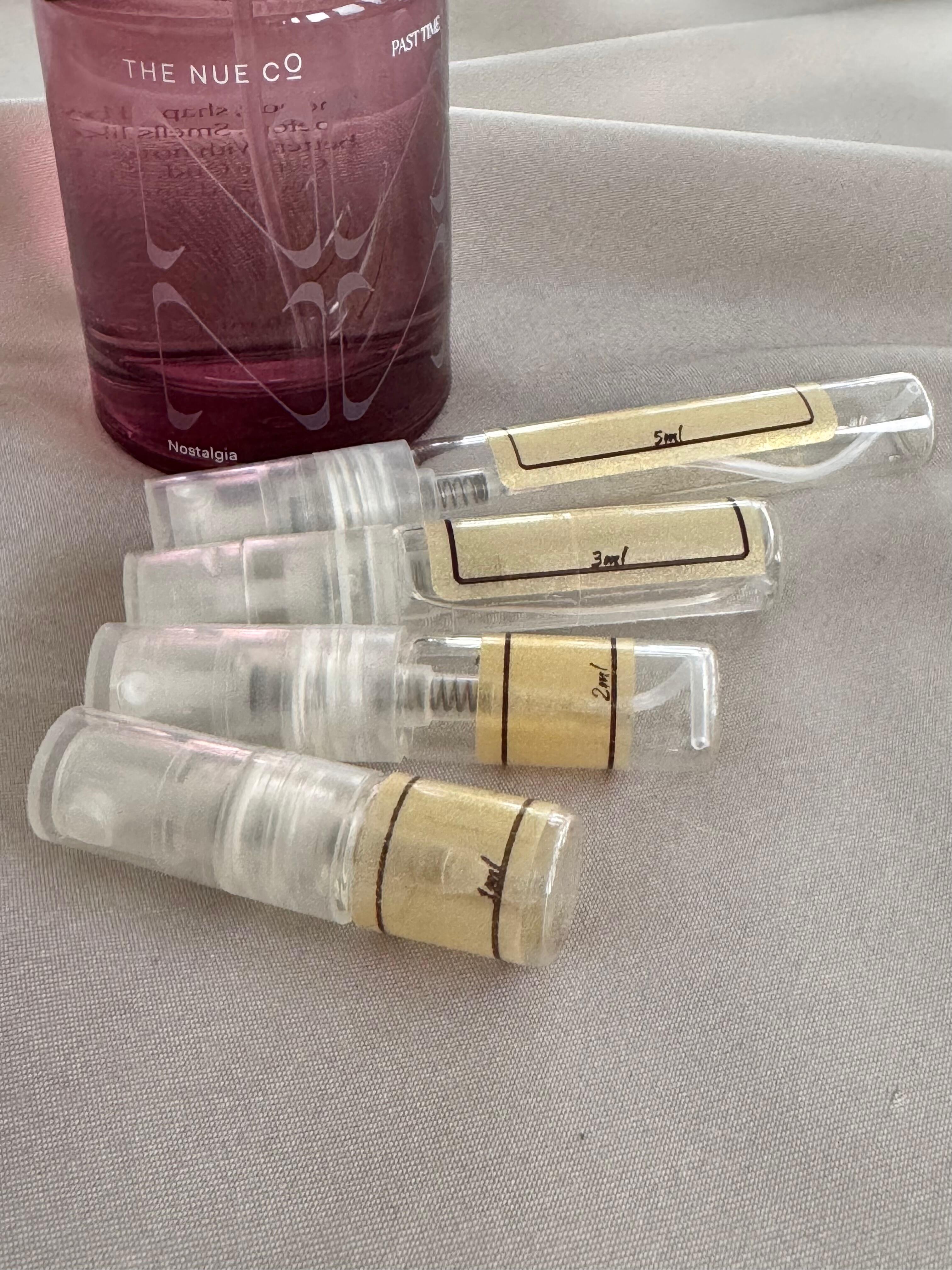 The Nue Co Past Time with sample bottles