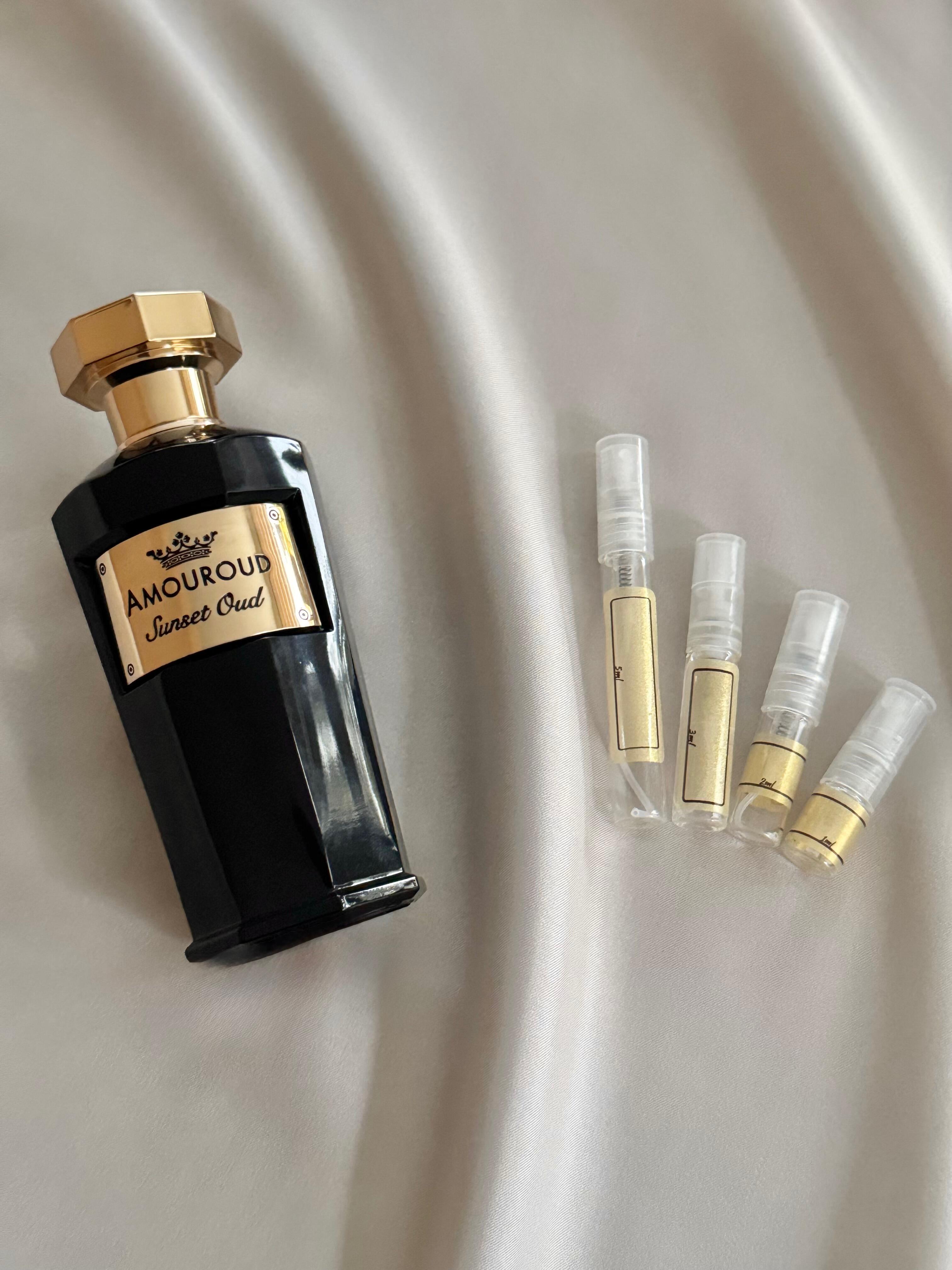 Amouroud Sunset Oud with sample bottles