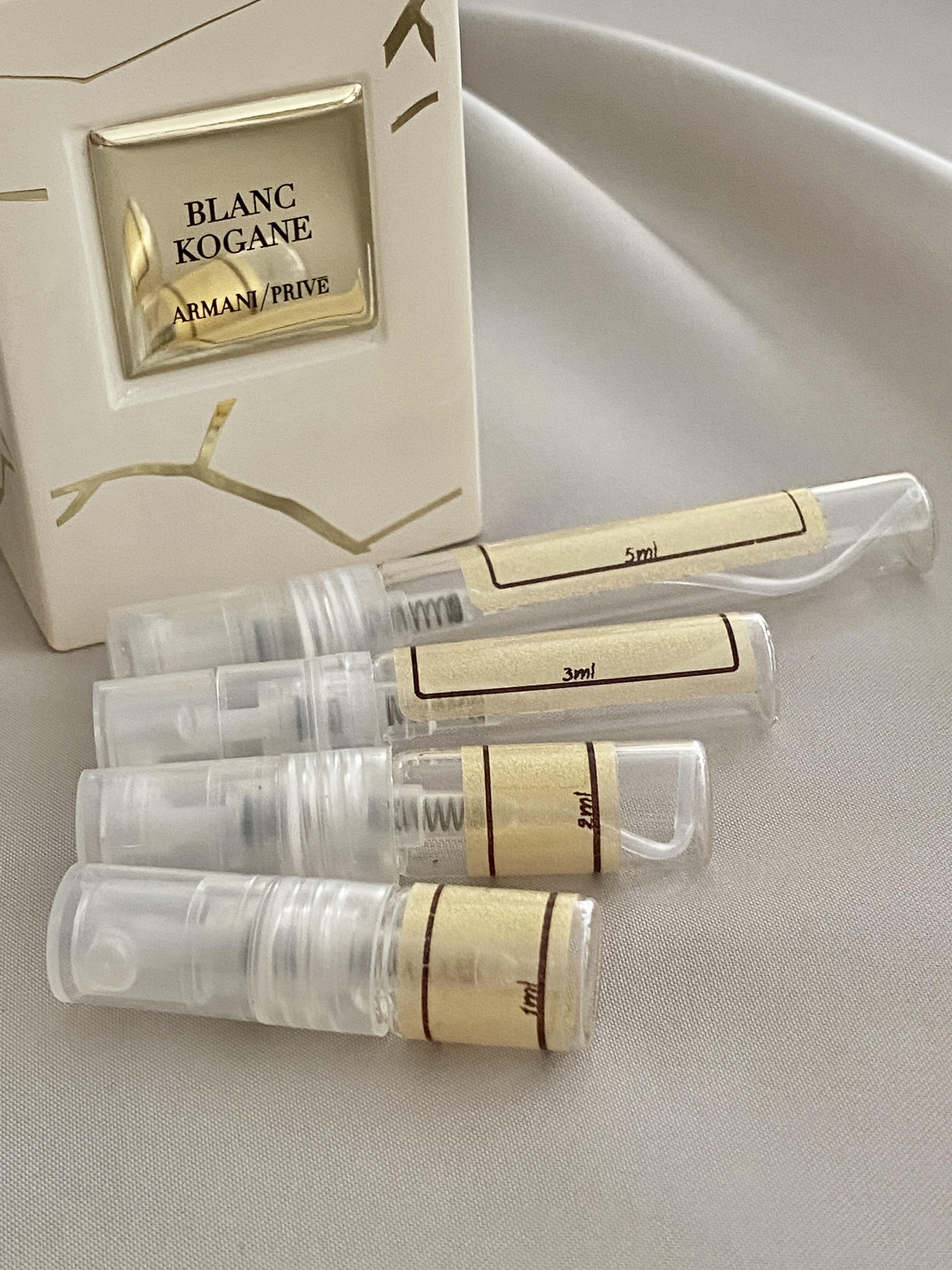 Armani Privé Blanc Kogane and sample bottles
