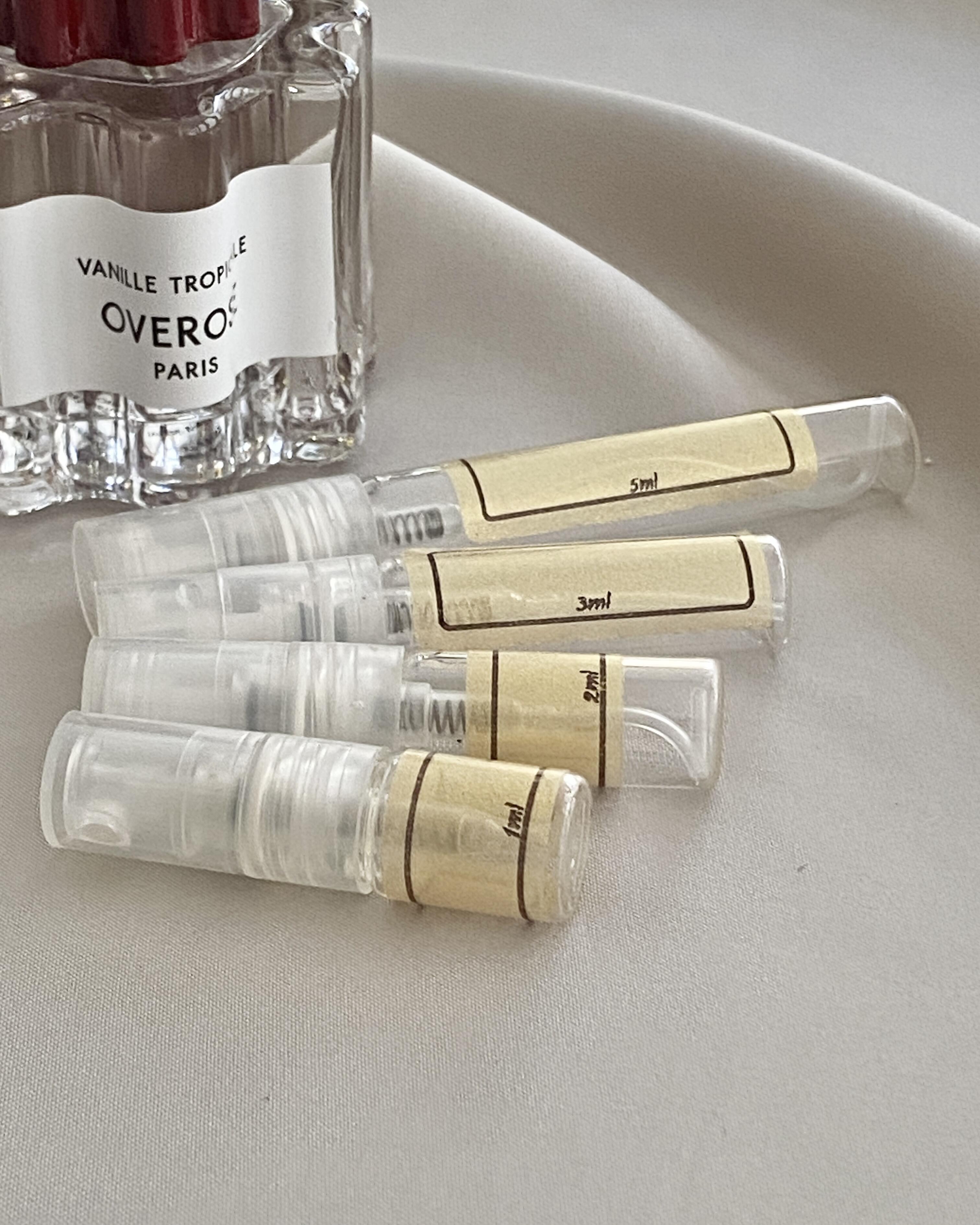 Overose Vanille Tropicale and sample bottles