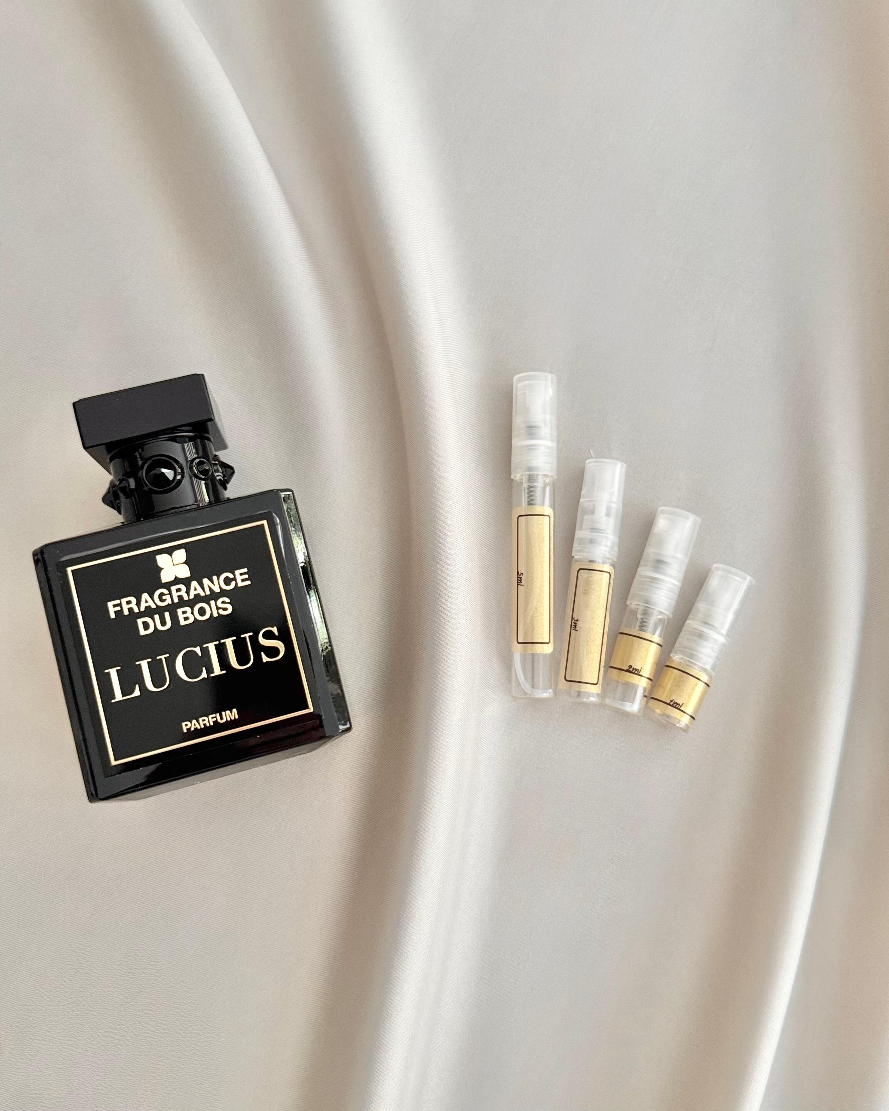 Fragrance Du Bois Lucius with sample bottles