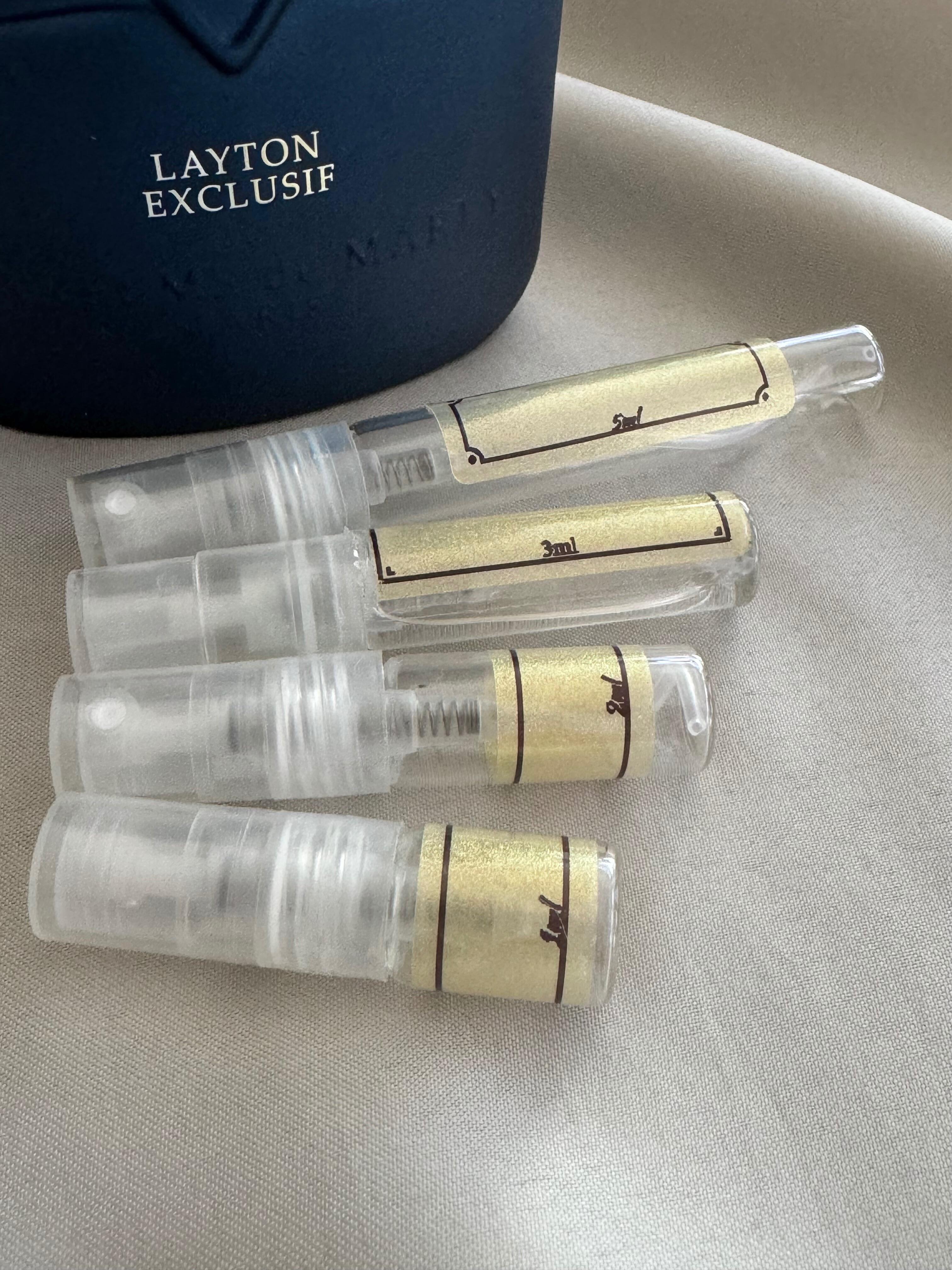 Parfums de Marly Layton Exclusif fragrance with sample bottles