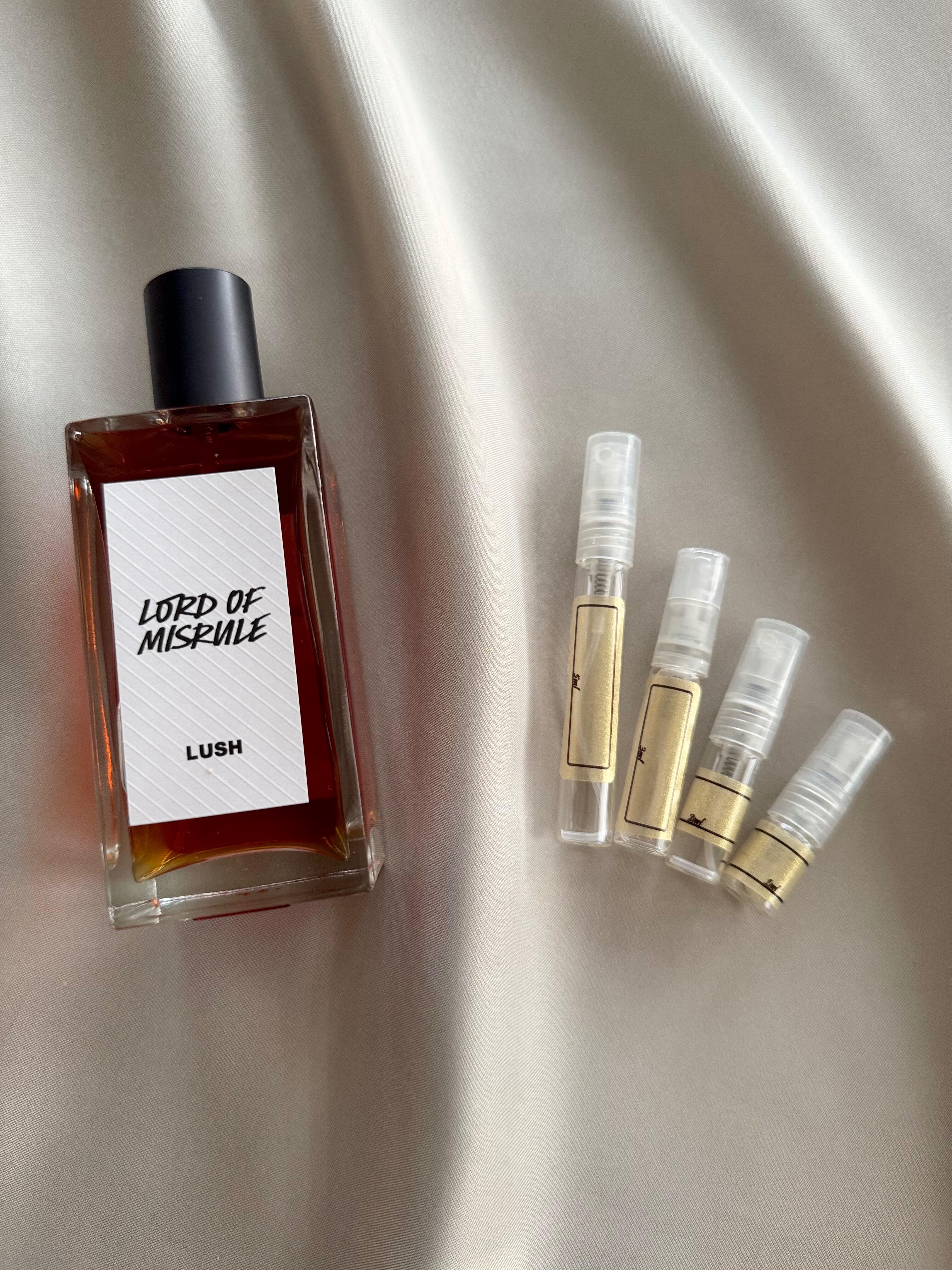 LUSH Lord of Misrule perfume with sample bottles