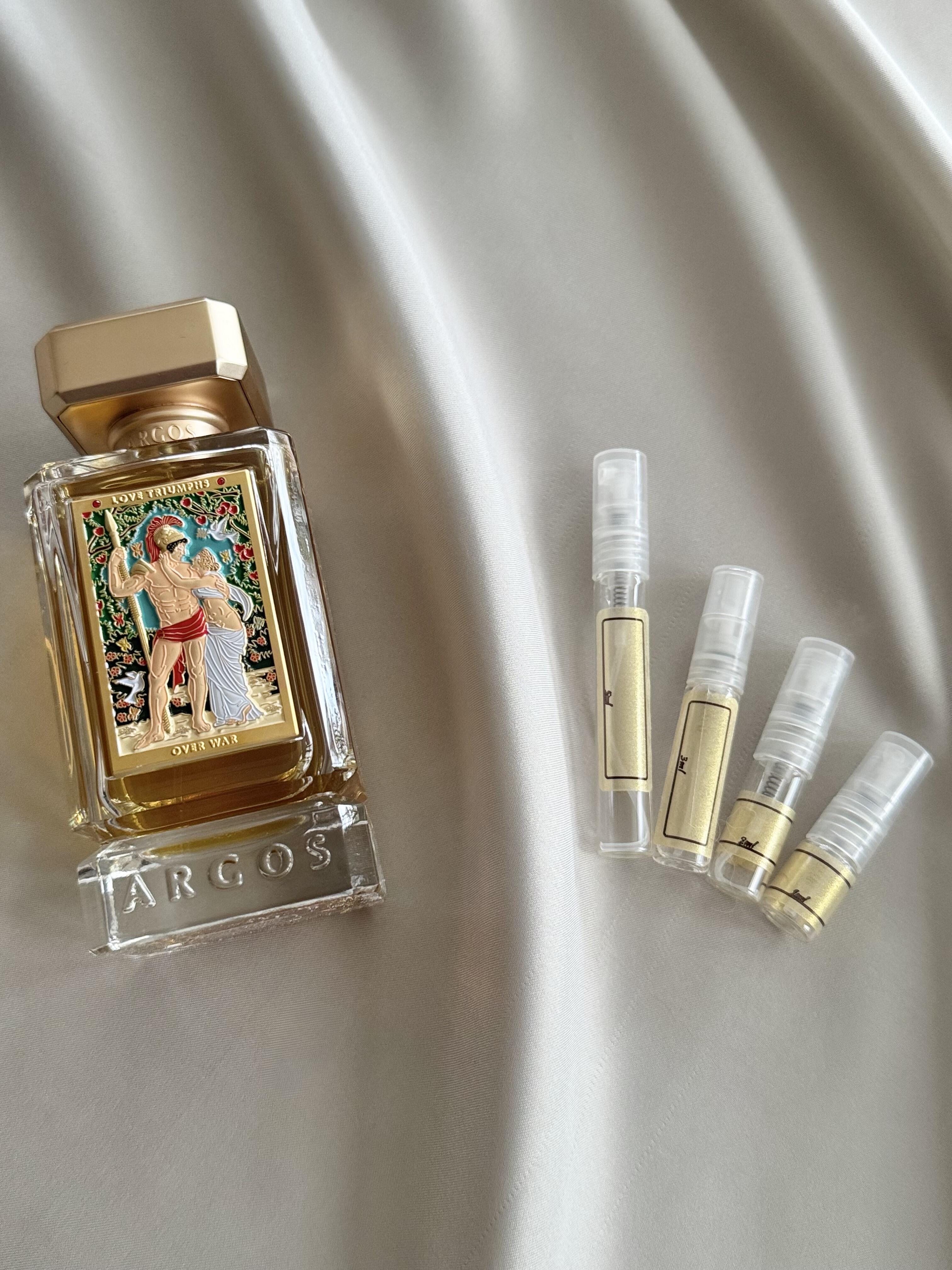 Argos `Fragrances Love Triumphs Over War with sample bottles