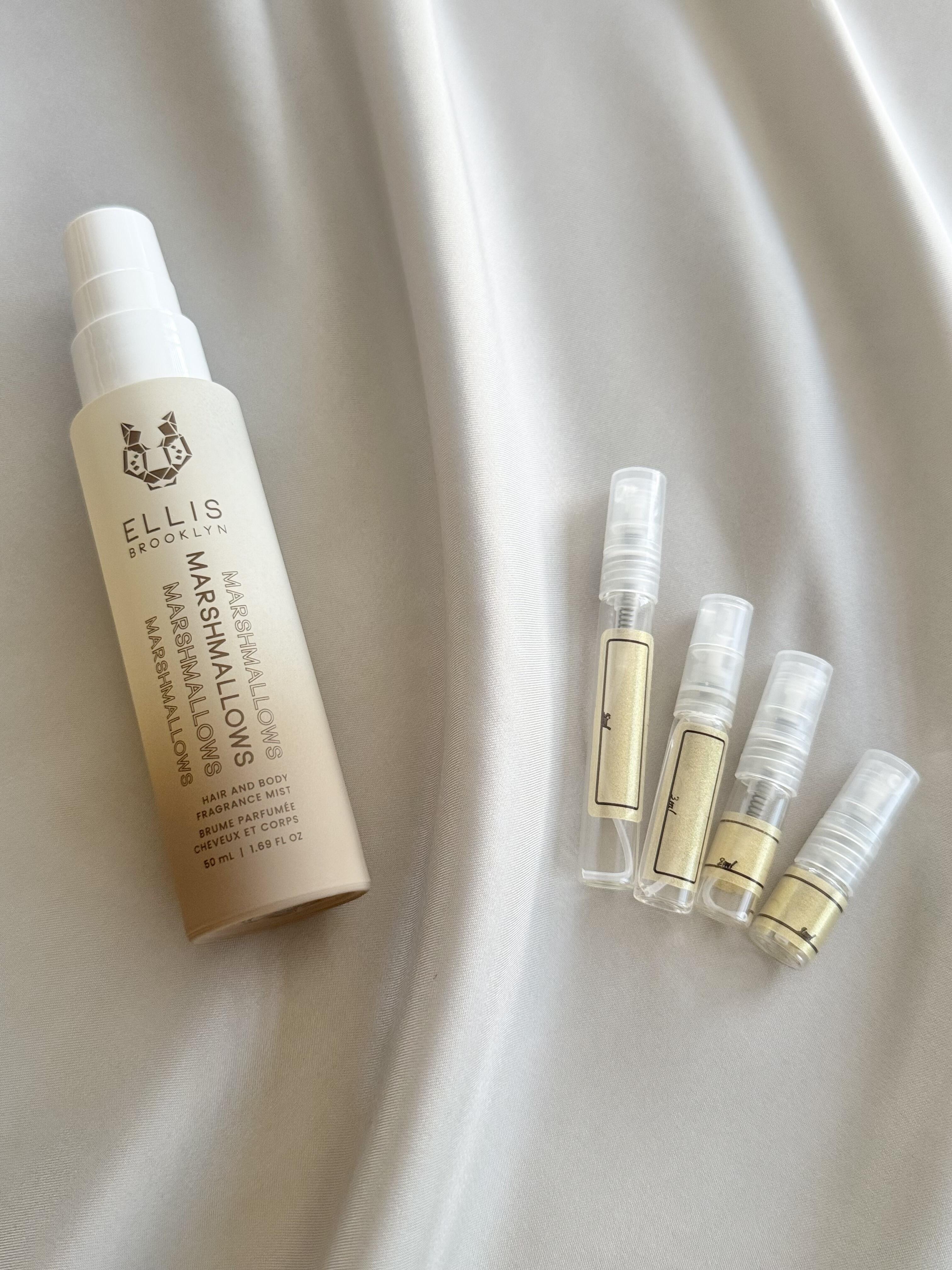 Ellis Brookly Marshmallows Hair & Body Mist with sample bottles