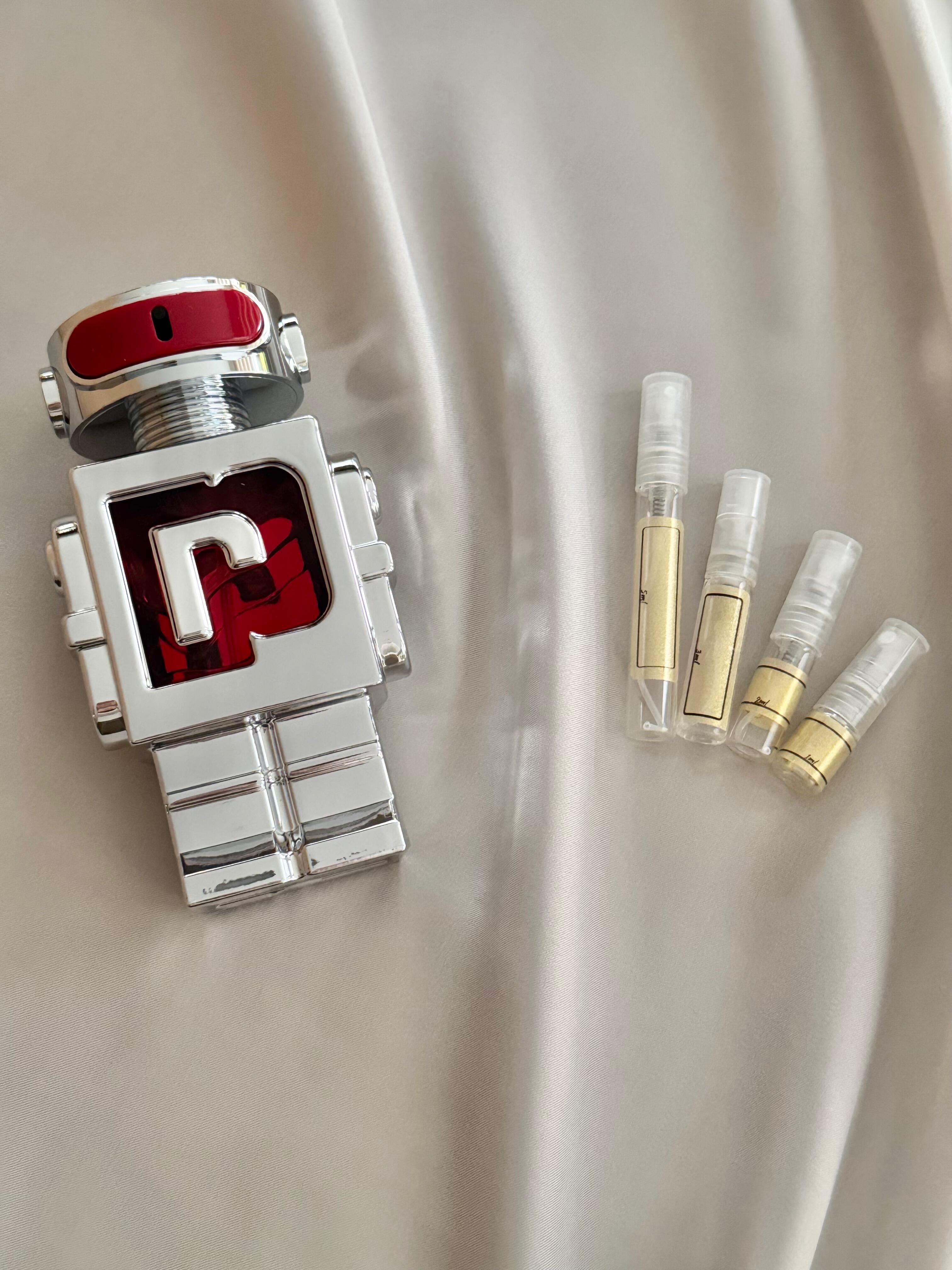 Rabanne Phantom in Red with sample bottles