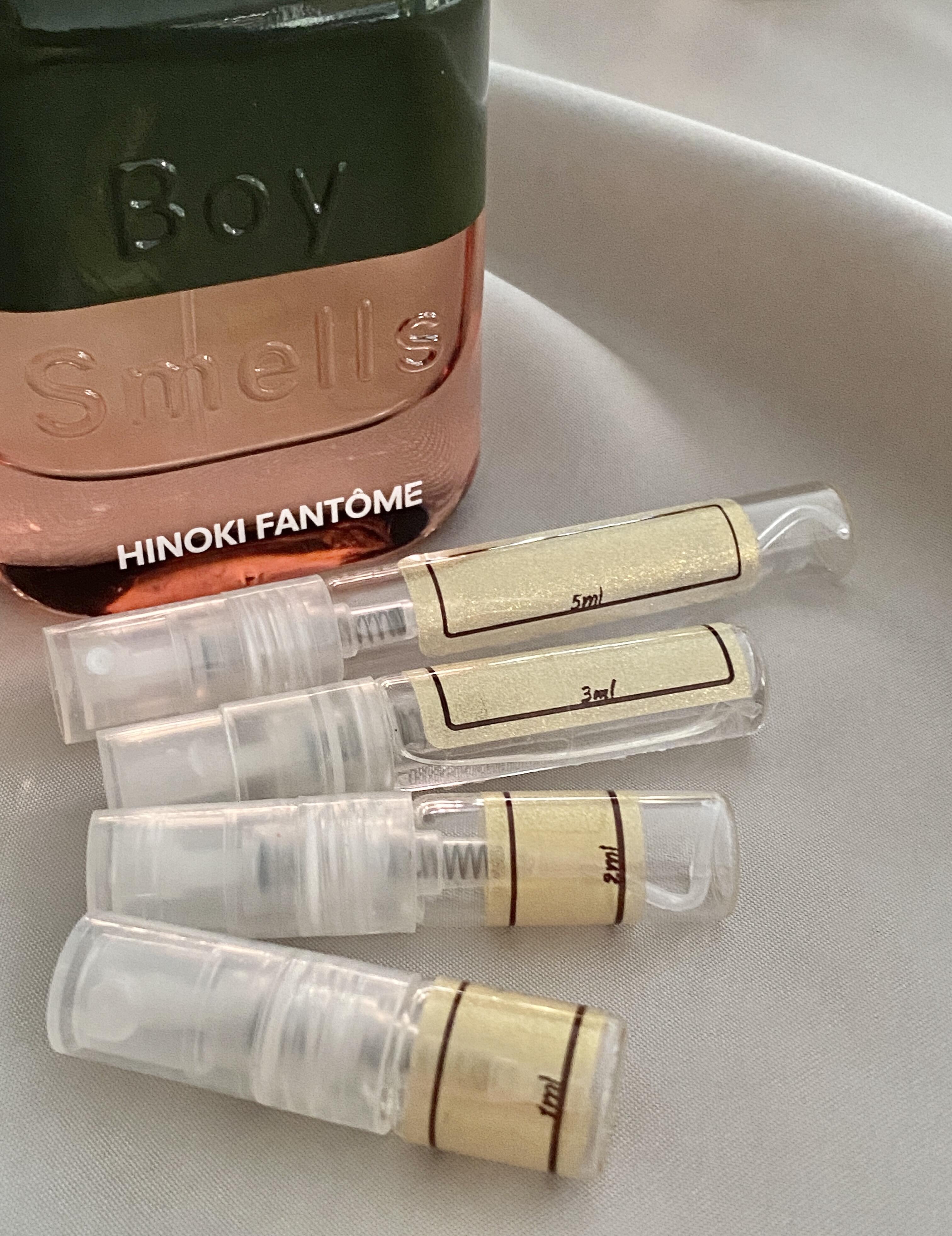 Boy Smells Hinokii Fantome and sample bottles