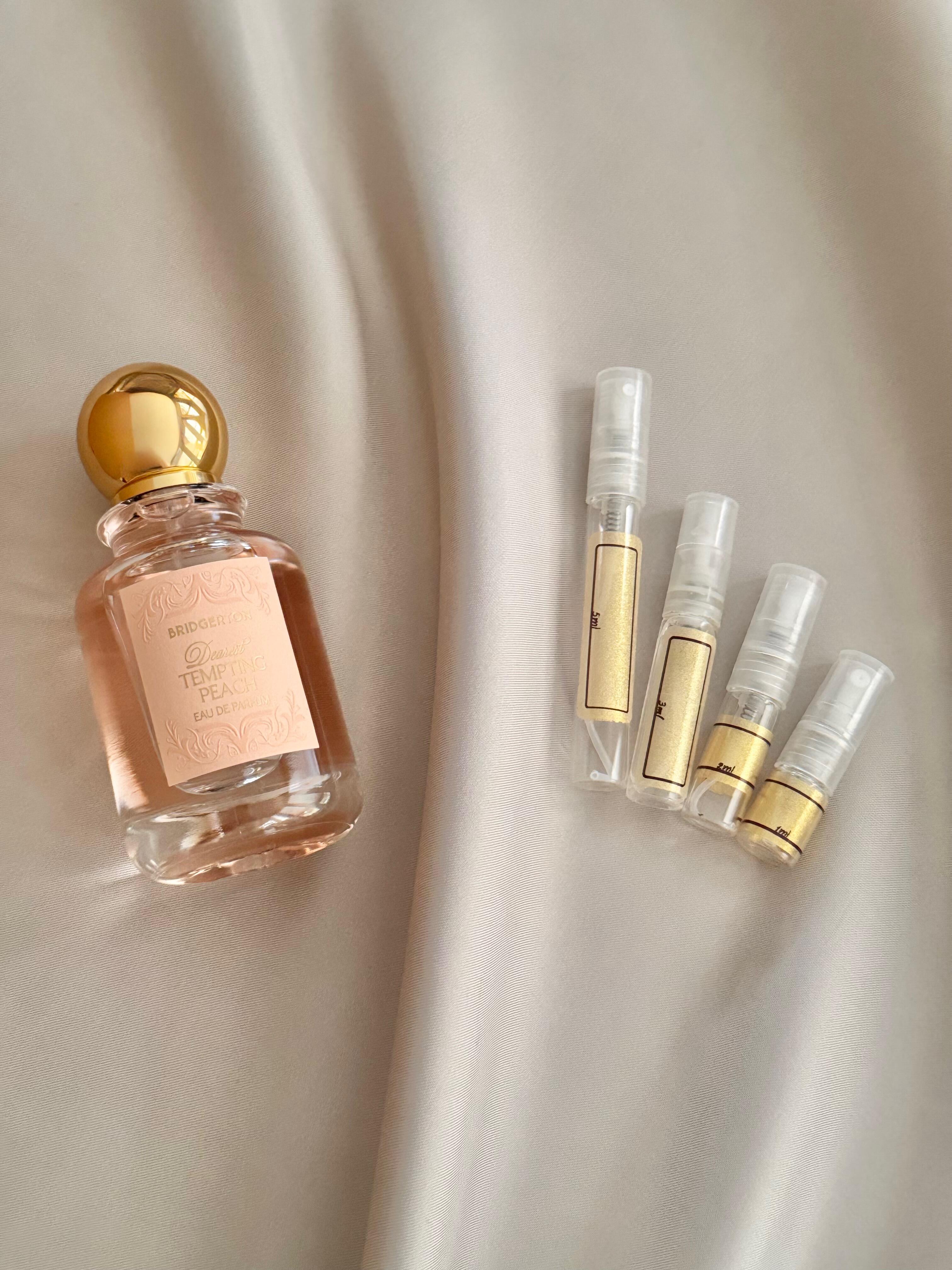 Bridgerton Parfums Dearest Tempting Peach with sample bottles