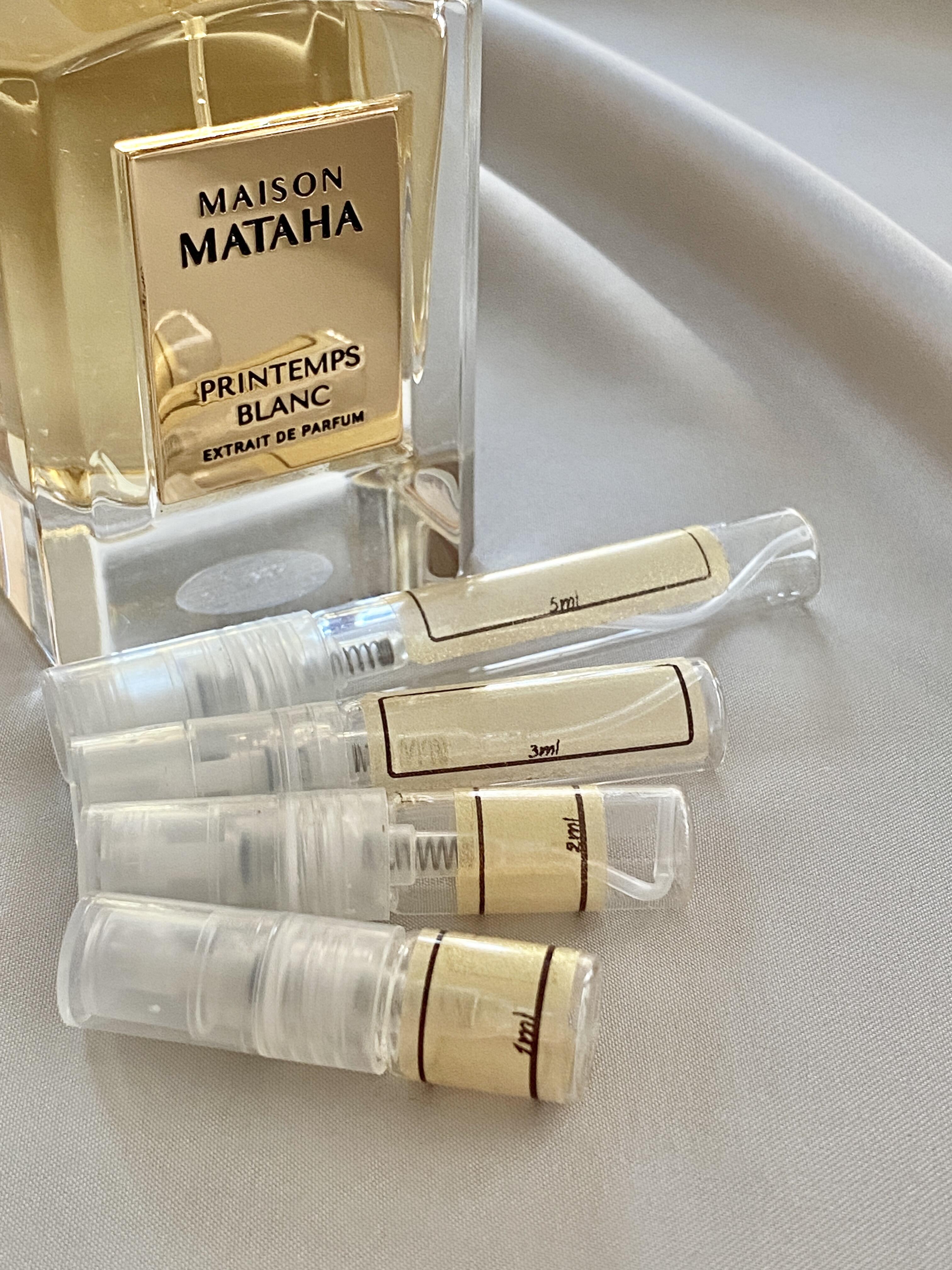 Maison Mataha Printemps Blanc and sample bottles