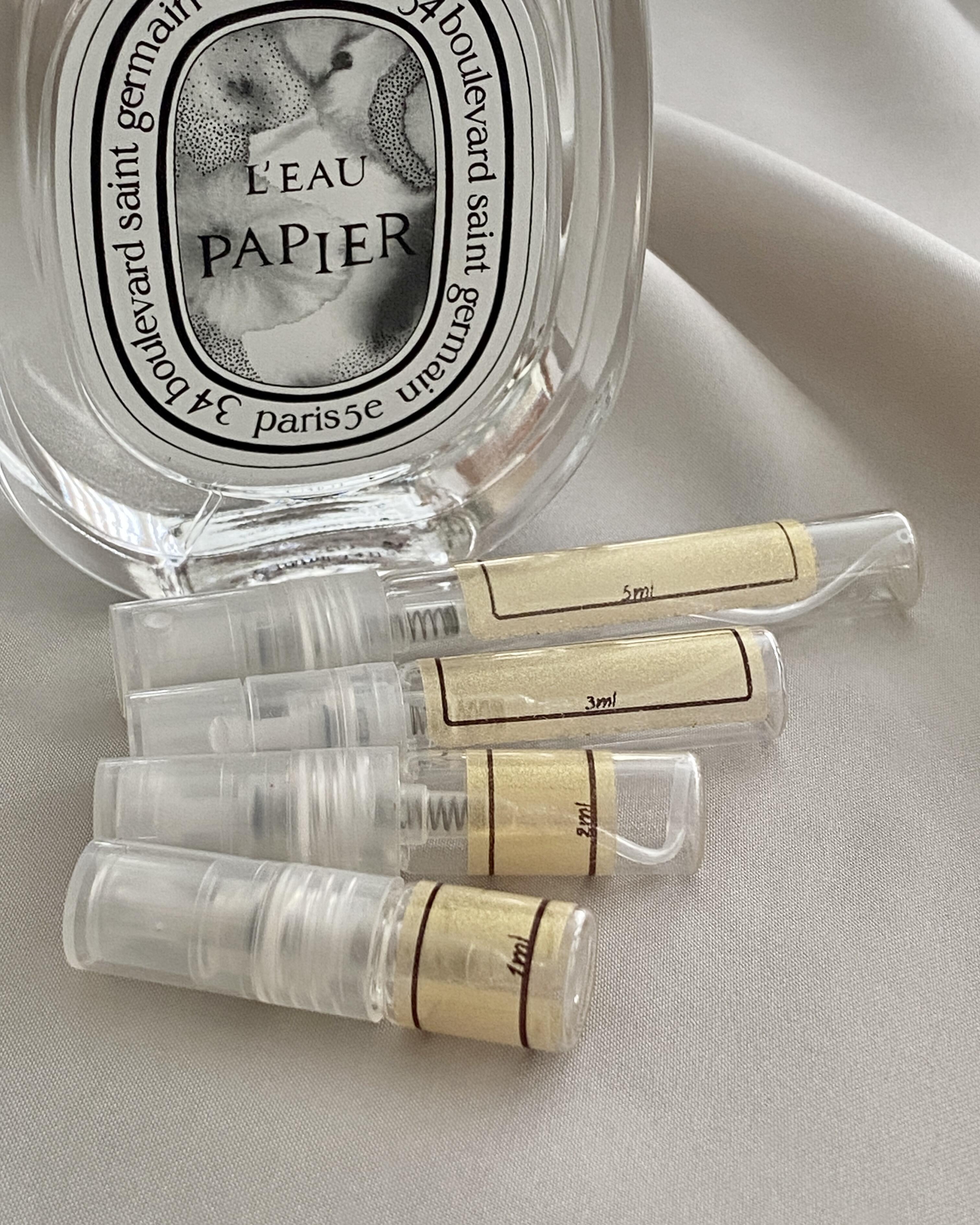Diptyque L'Eau Papier and sample bottles