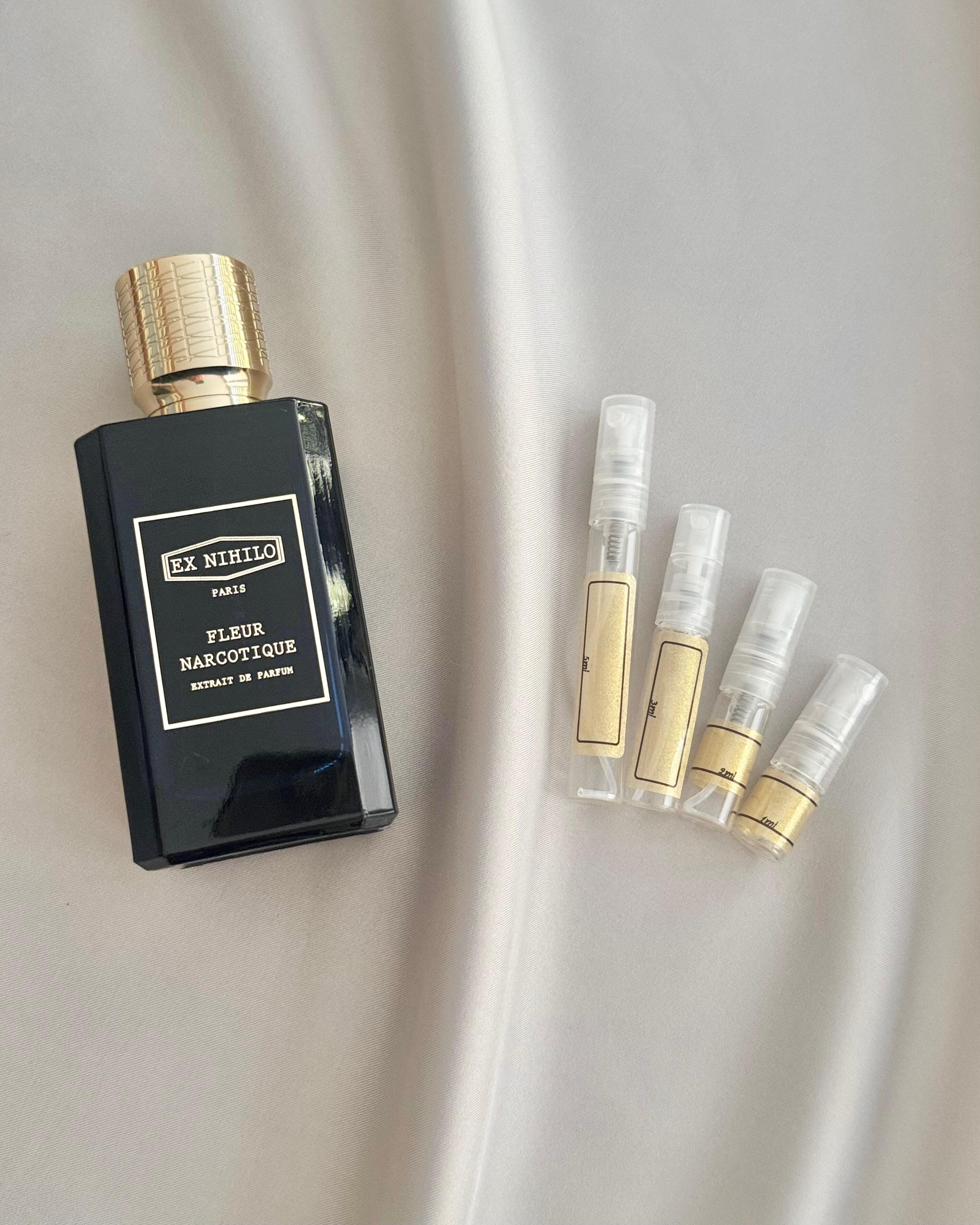 Ex Nihilo Fleur Narcotique Extrait with sample bottles