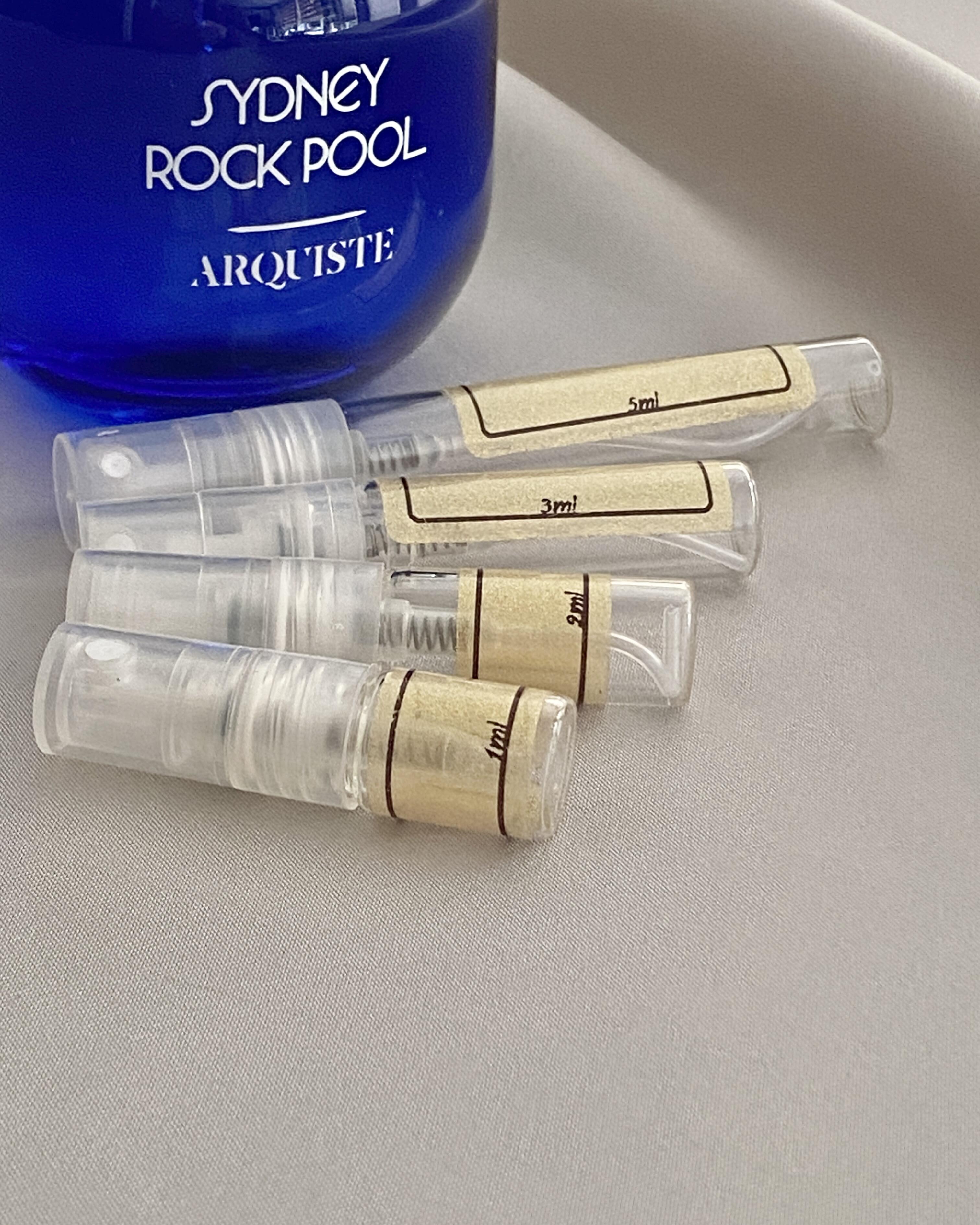 Arquiste Sydney Rock Pool and sample bottles
