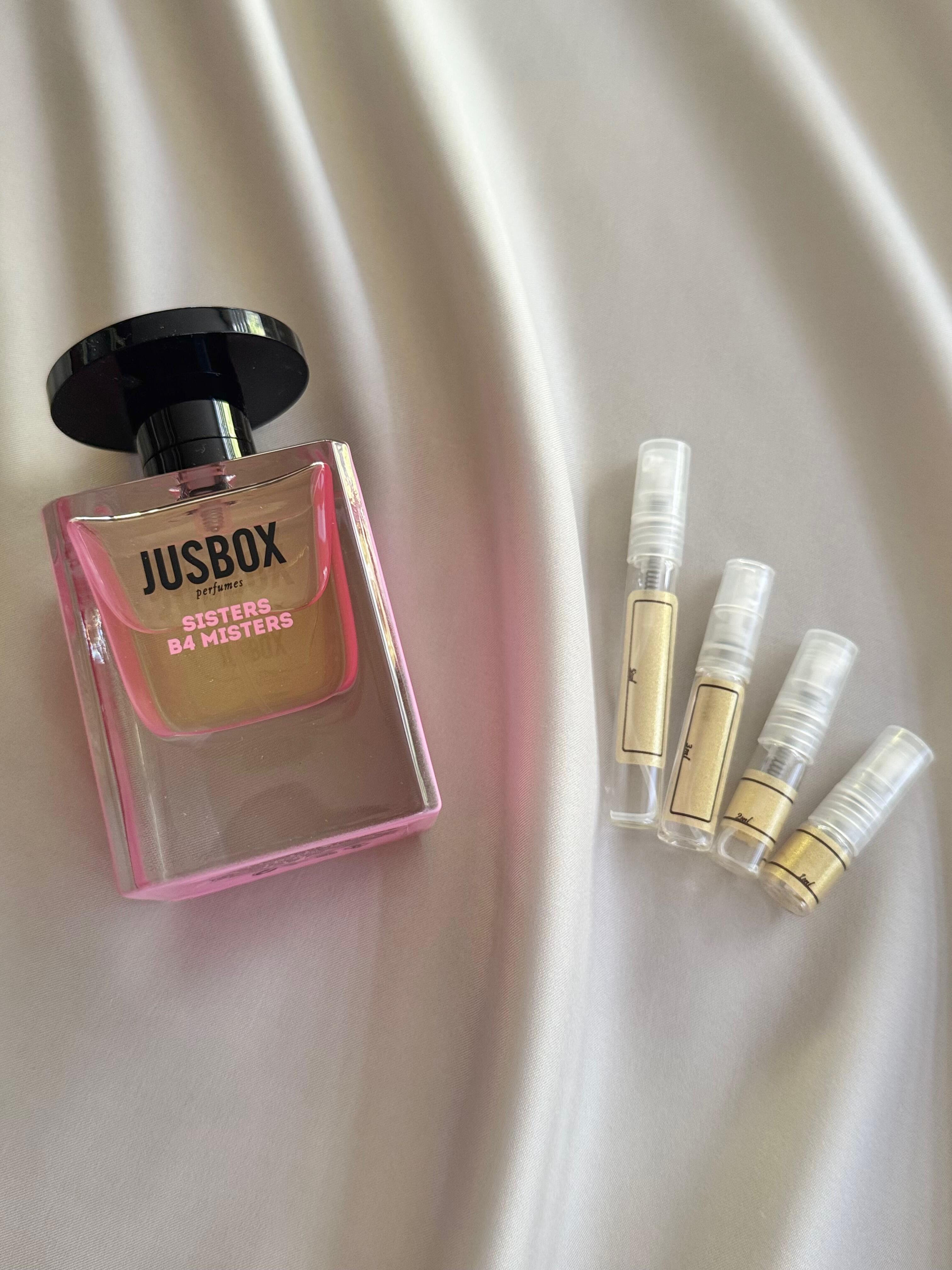 Jusbox Perfumes Sisters B4 Misters with sample bottles