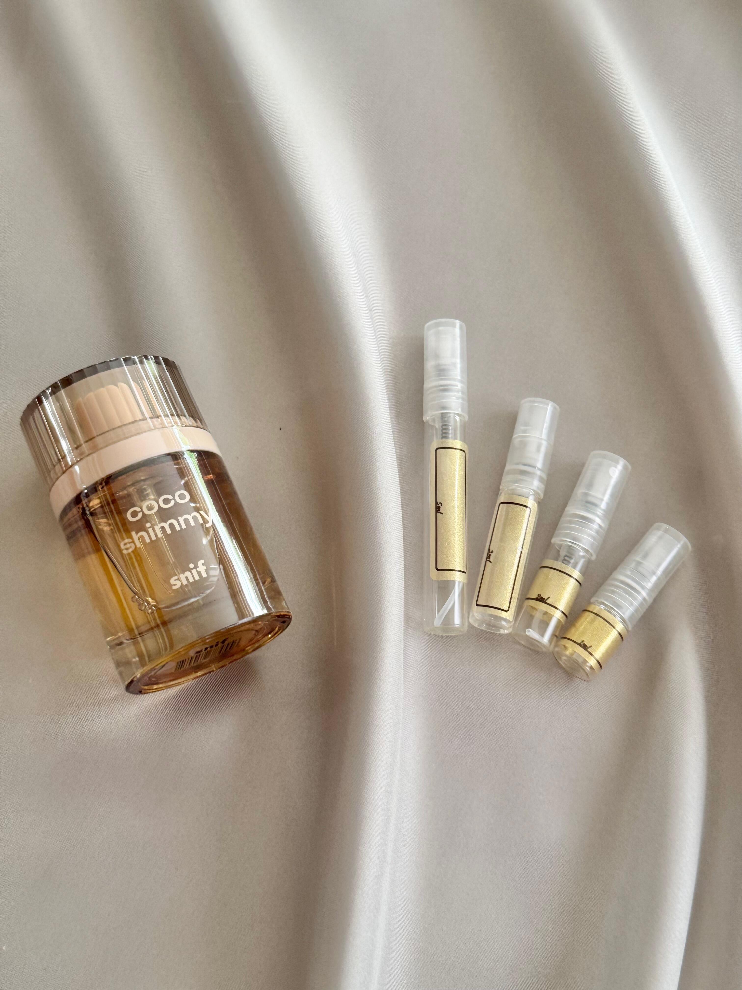 Snif Coco Shimmy with sample bottles