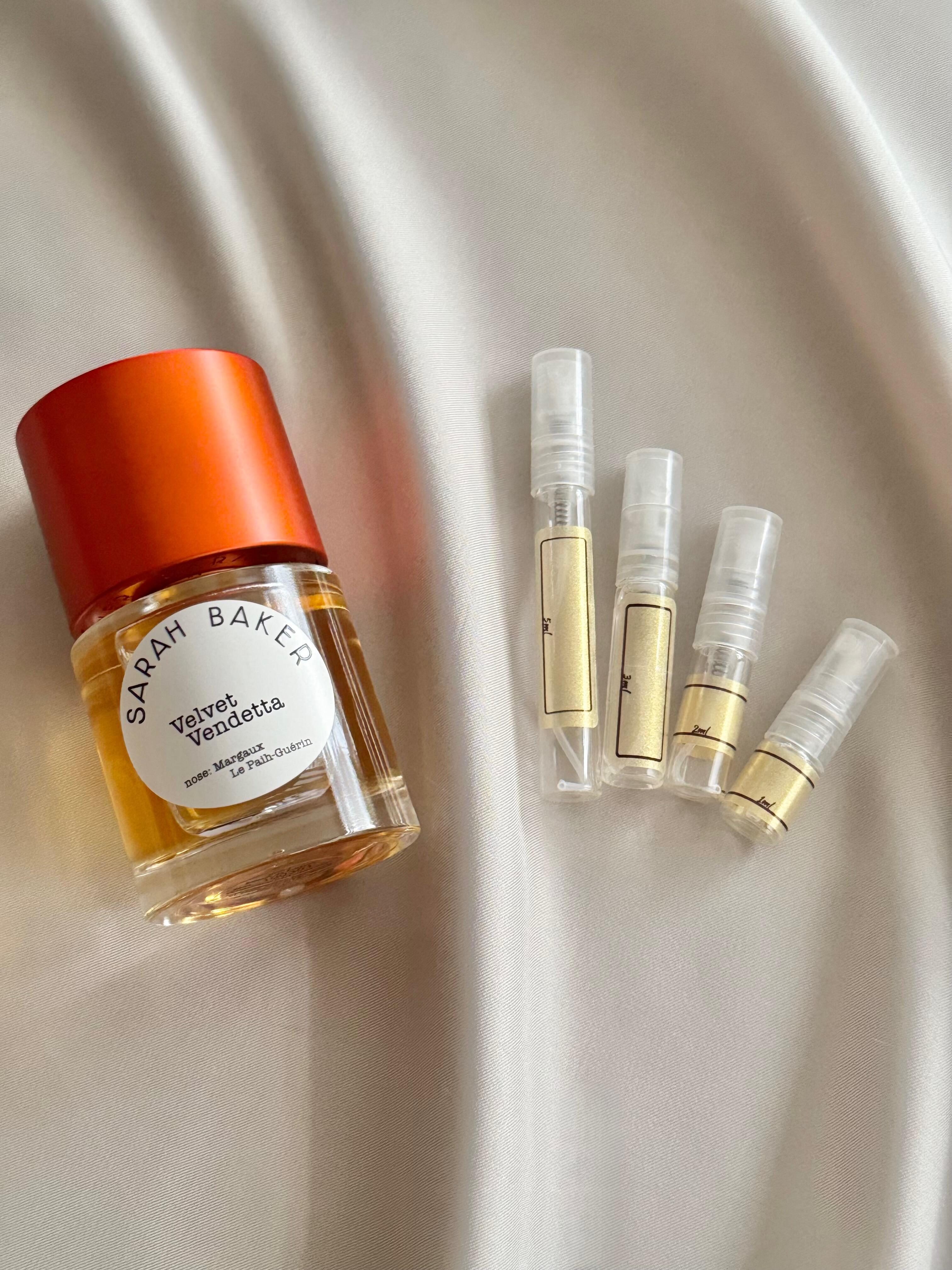 Sarah Baker Velvet Vendetta with sample bottles