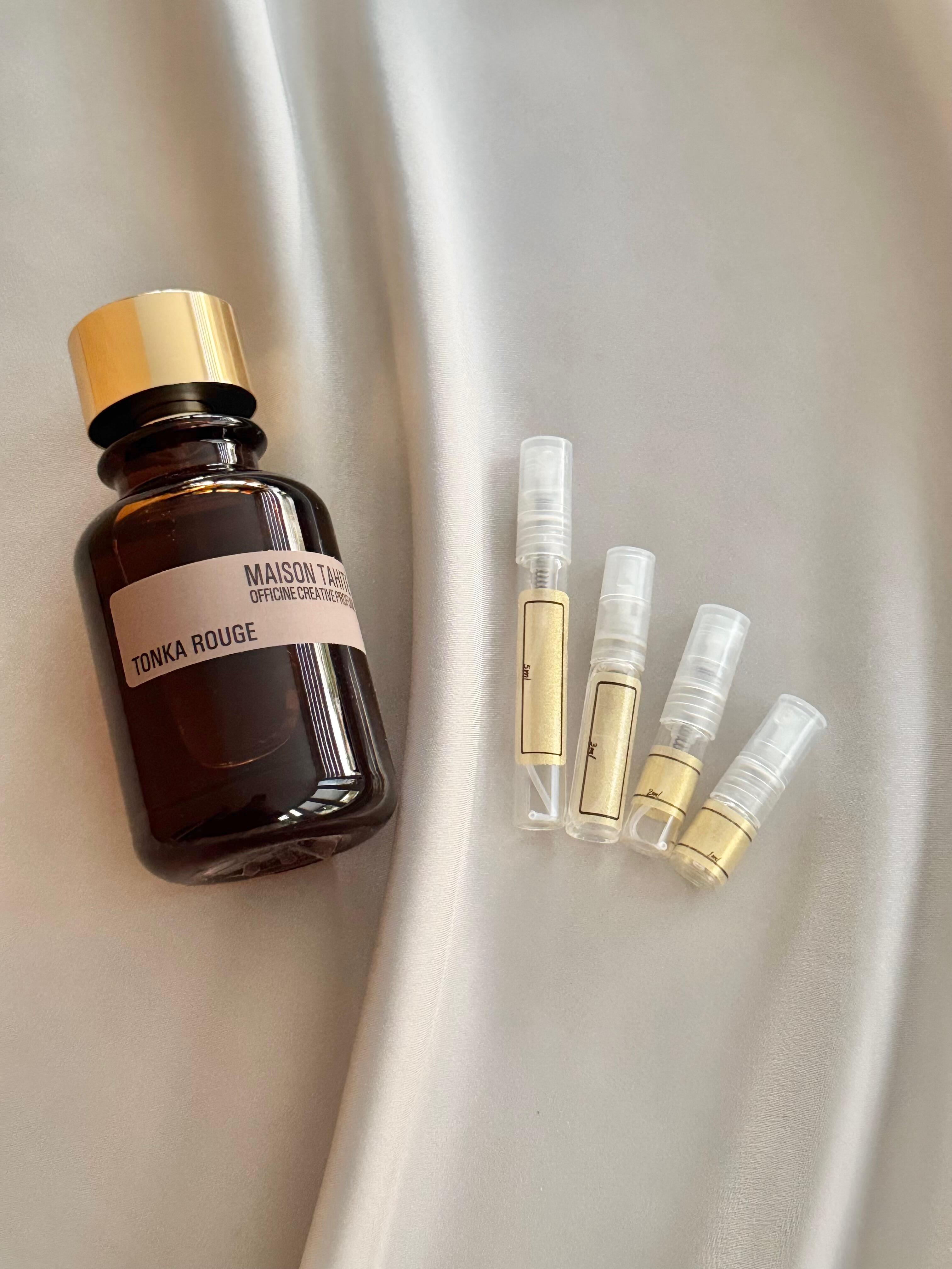 Maison Tahite Tonka Rouge with sample bottles