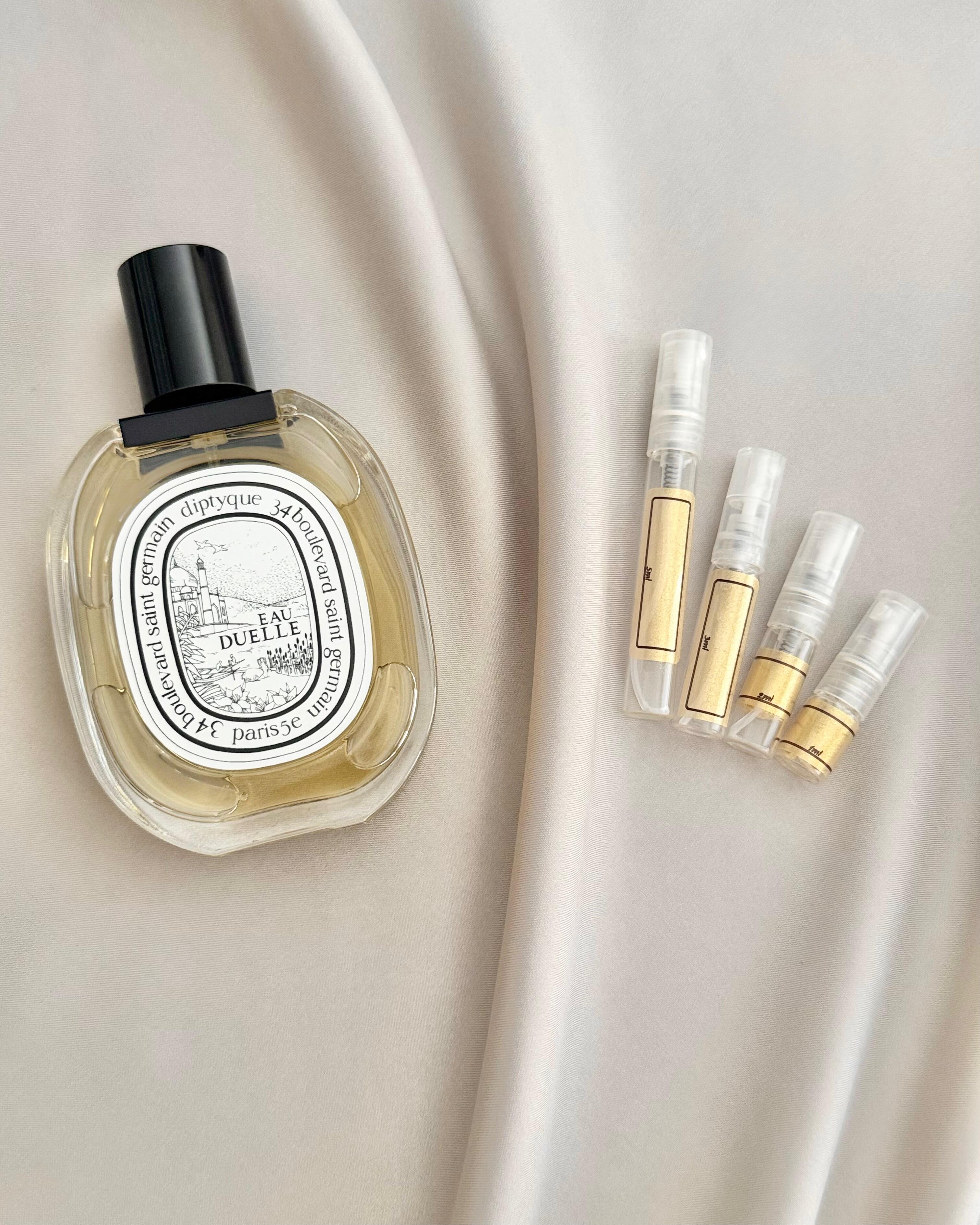 Diptyque Eau Duelle EDT with sample bottles