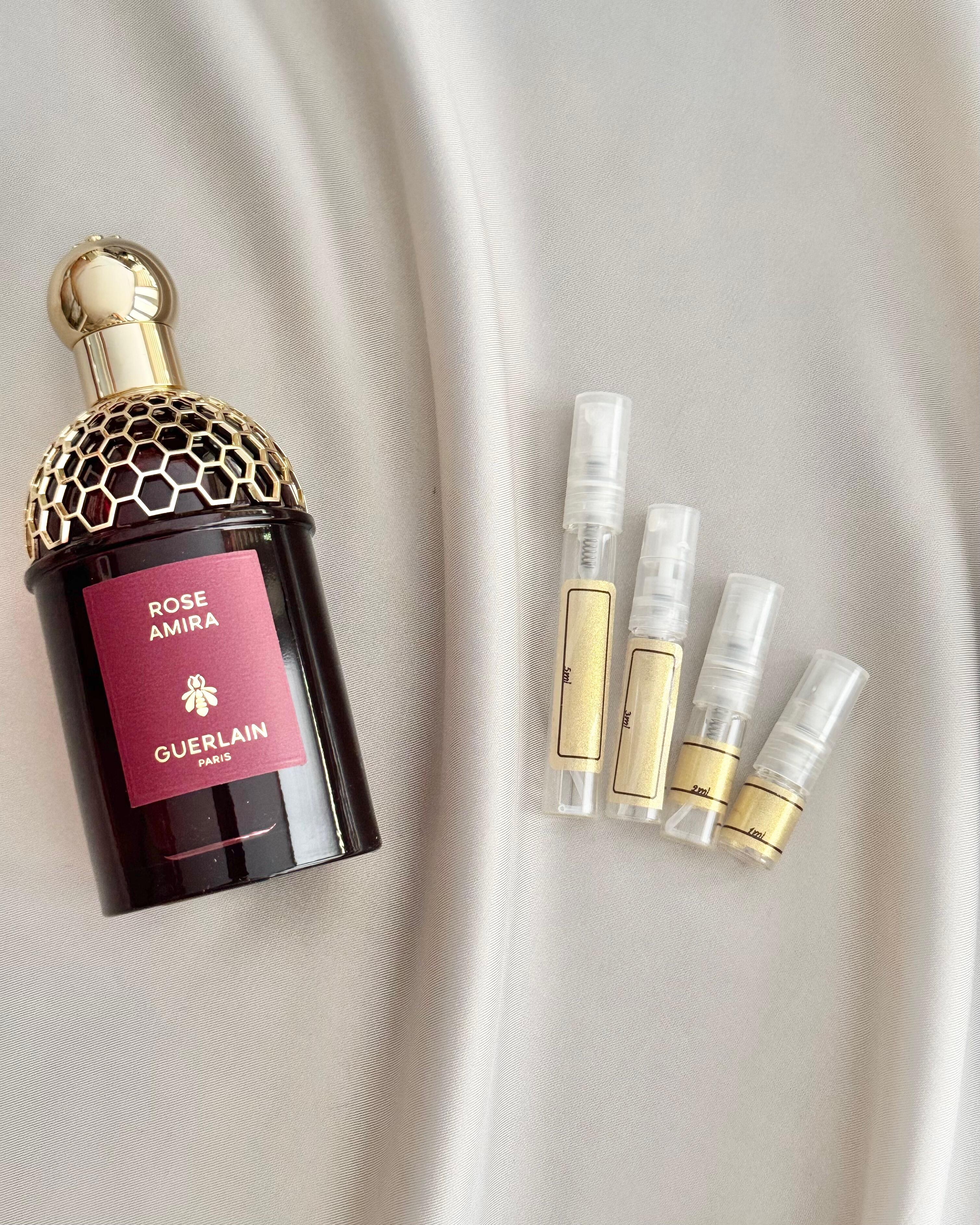 Guerlain Rose Amira and sample bottles