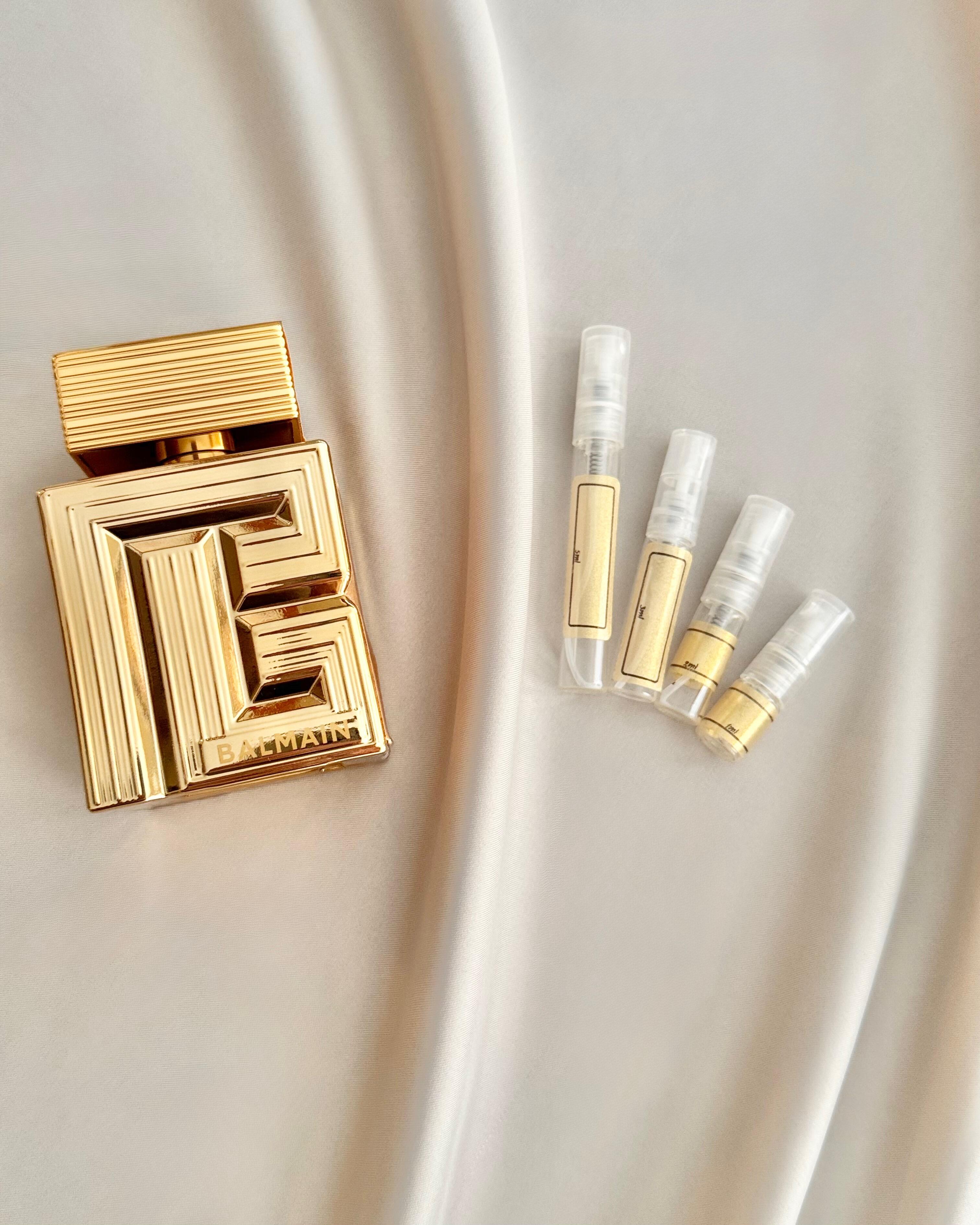 Balmain Destin Parfum with sample bottles