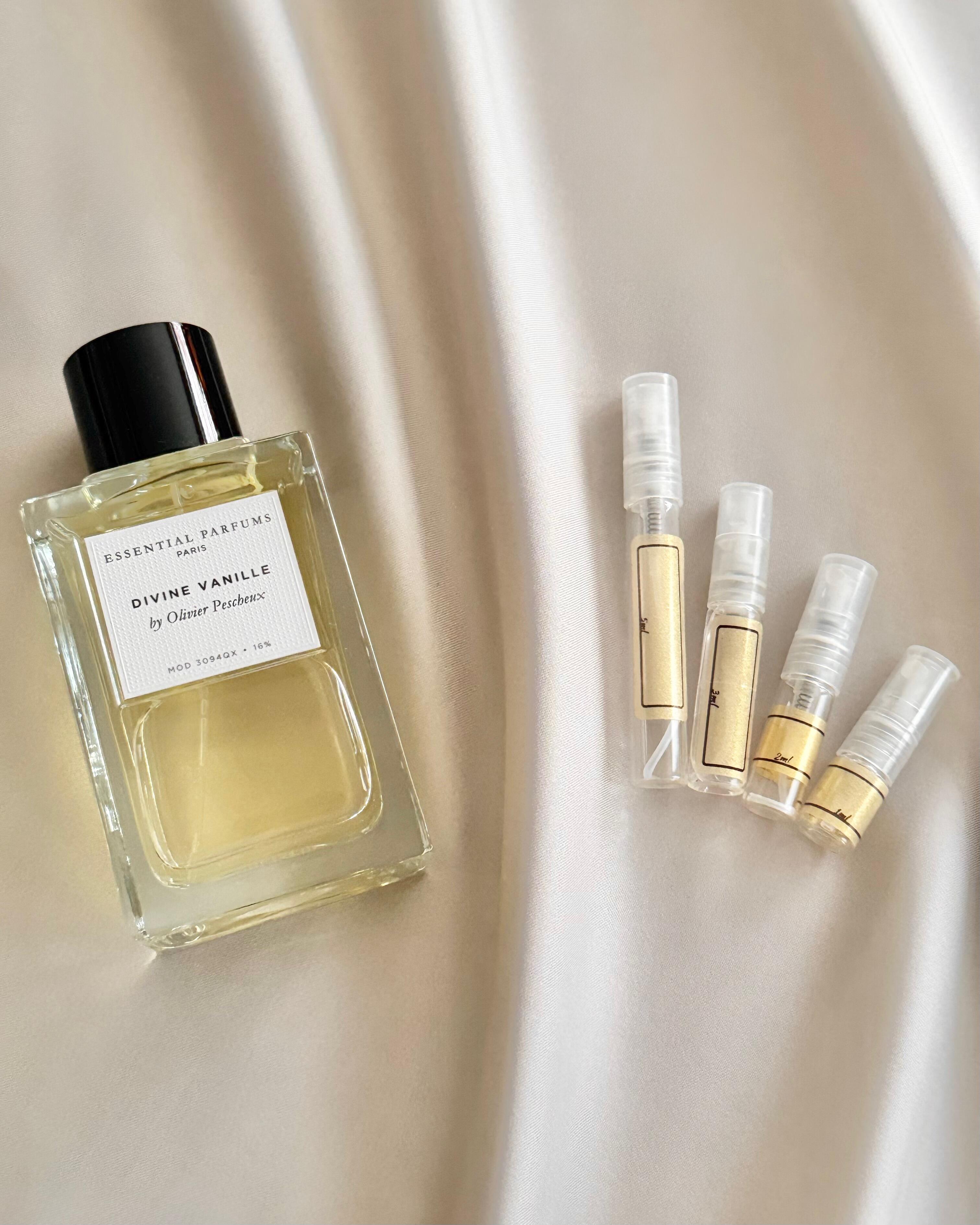 Essential Parfums Divine Vanille with sample bottles