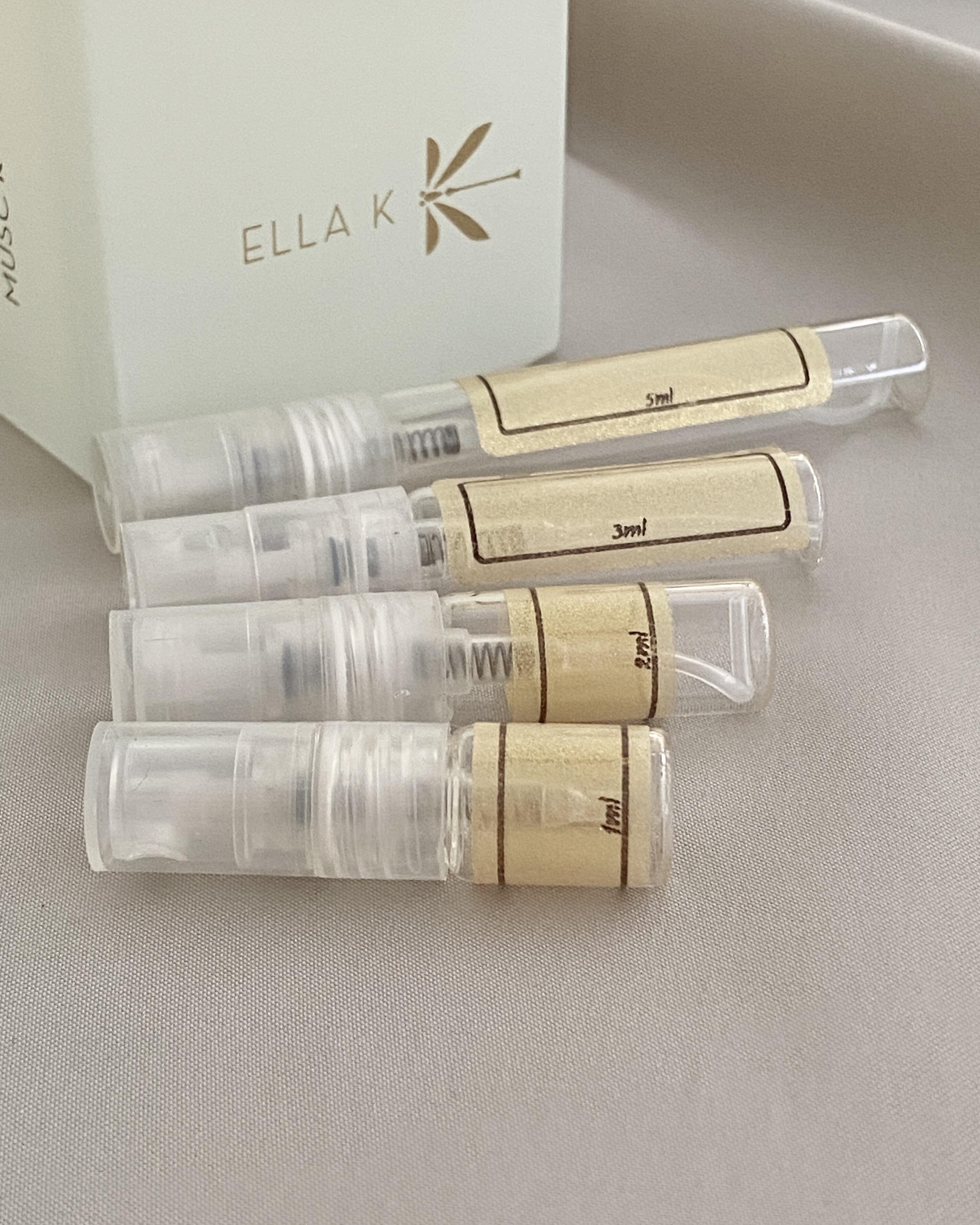 Ella K Musc K and sample bottles