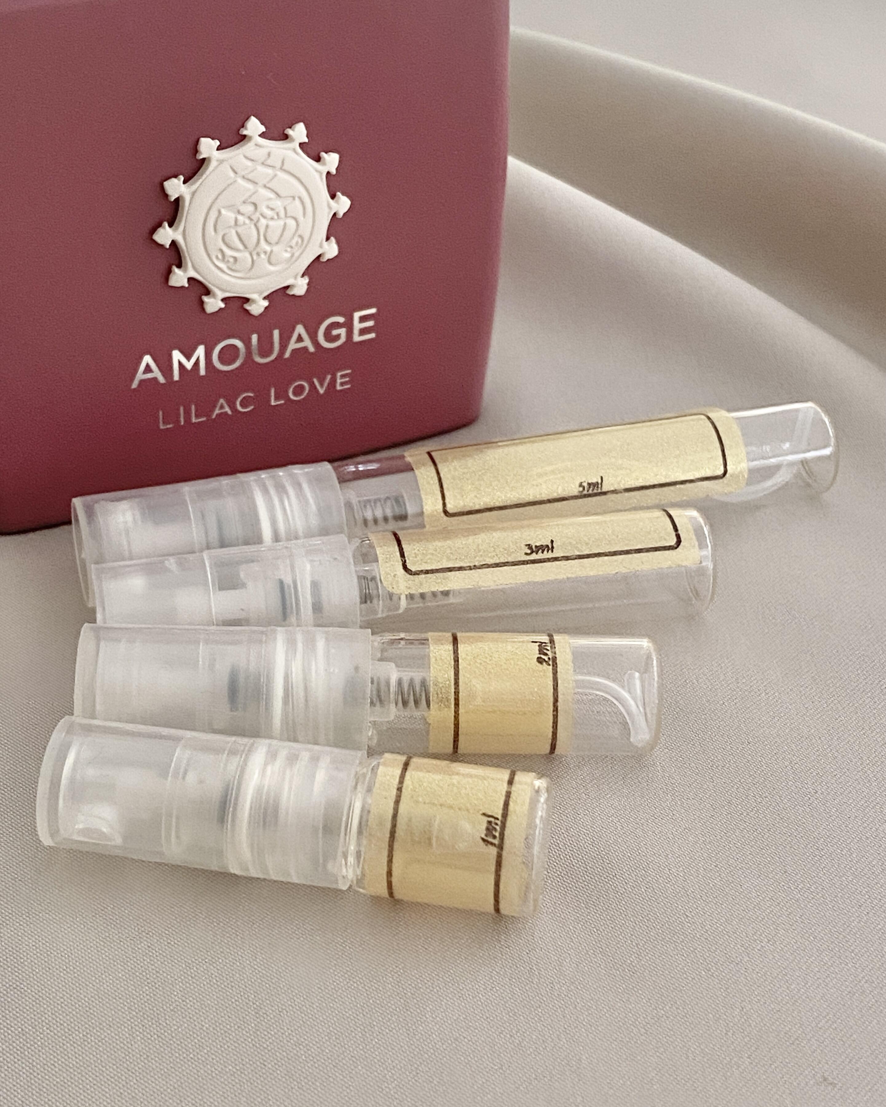 Amouage Lilac Love and sample bottles