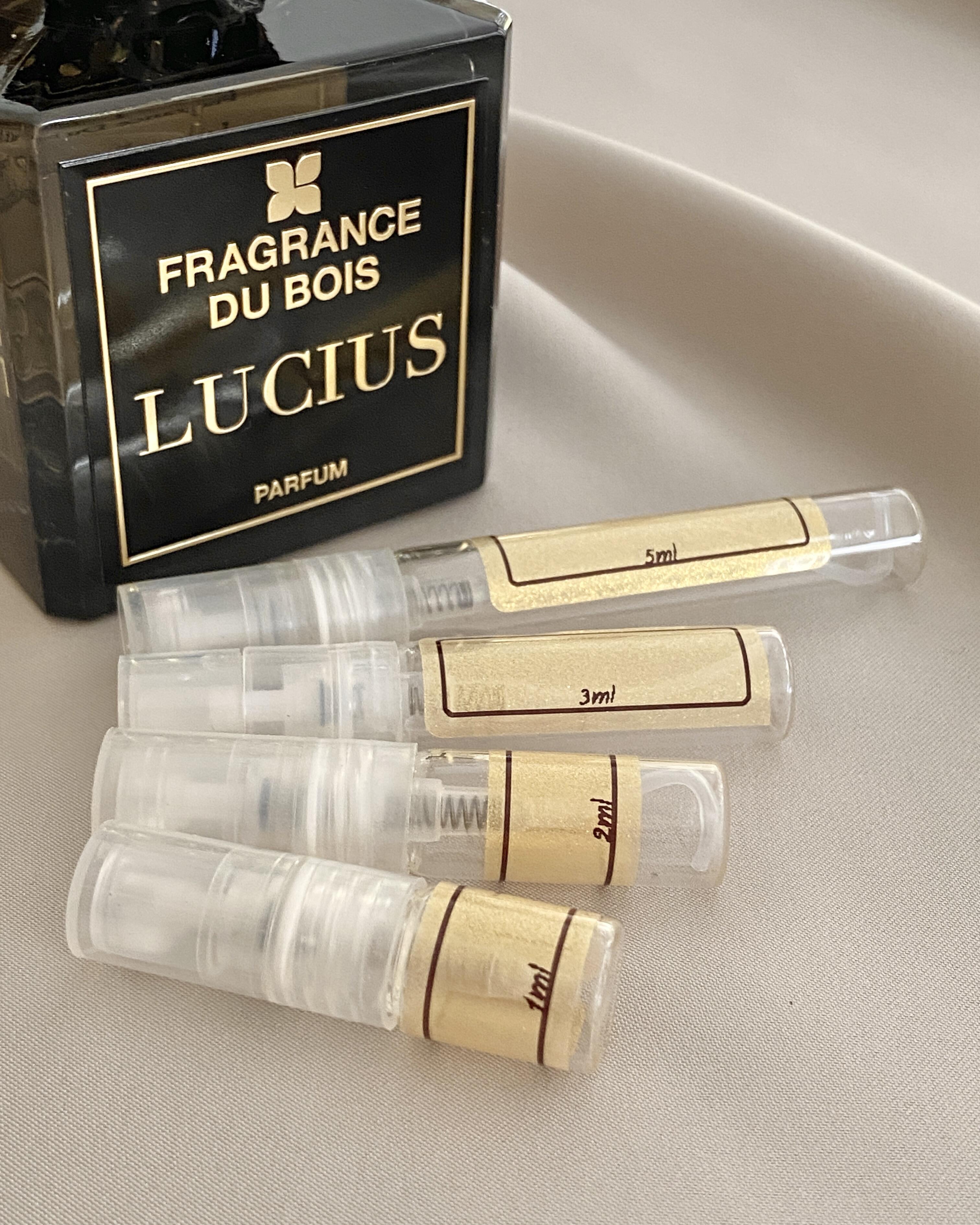 Fragrance Du Bois Lucius and sample bottles